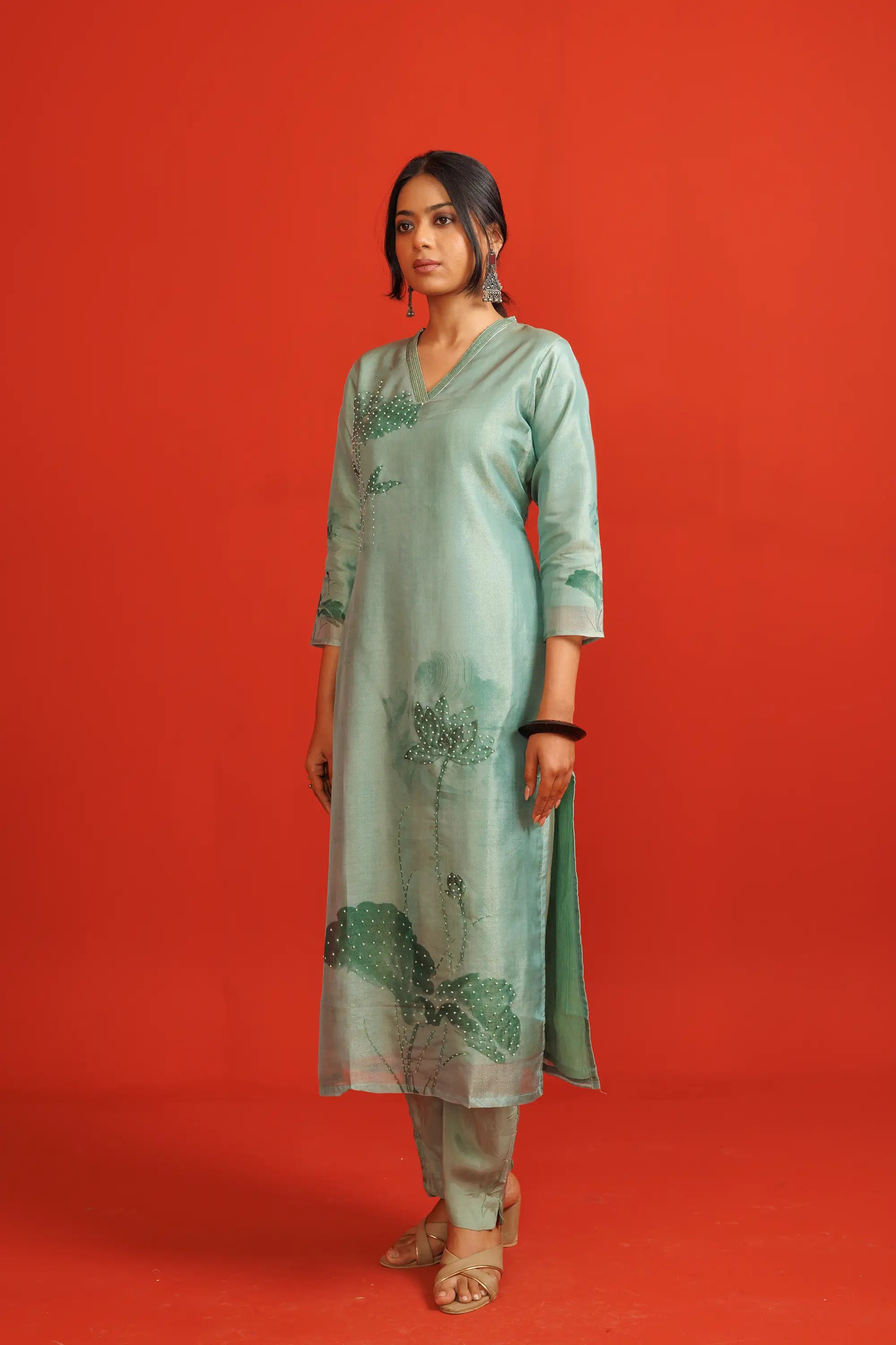 Jade Green Bemberg Silk Co-Ord Set