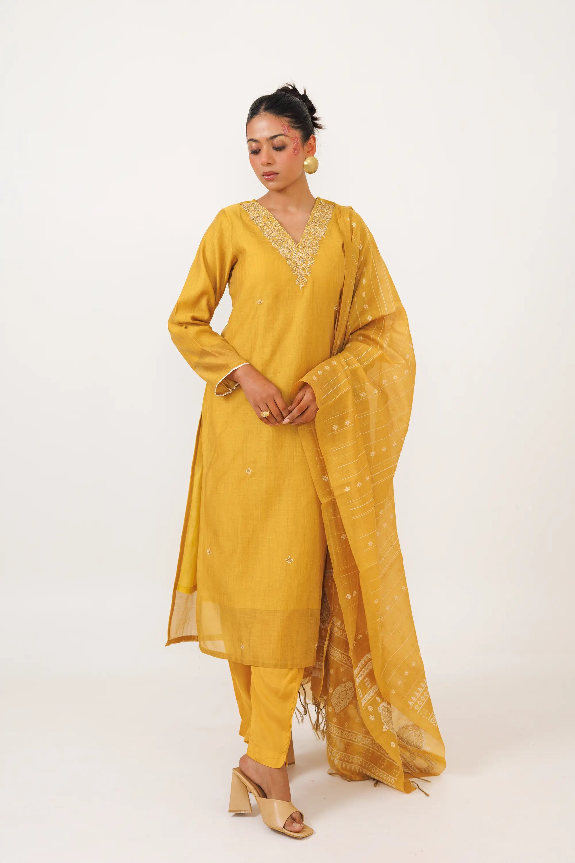 Yellow Silk Kurta Suit Set for Festive Occasions