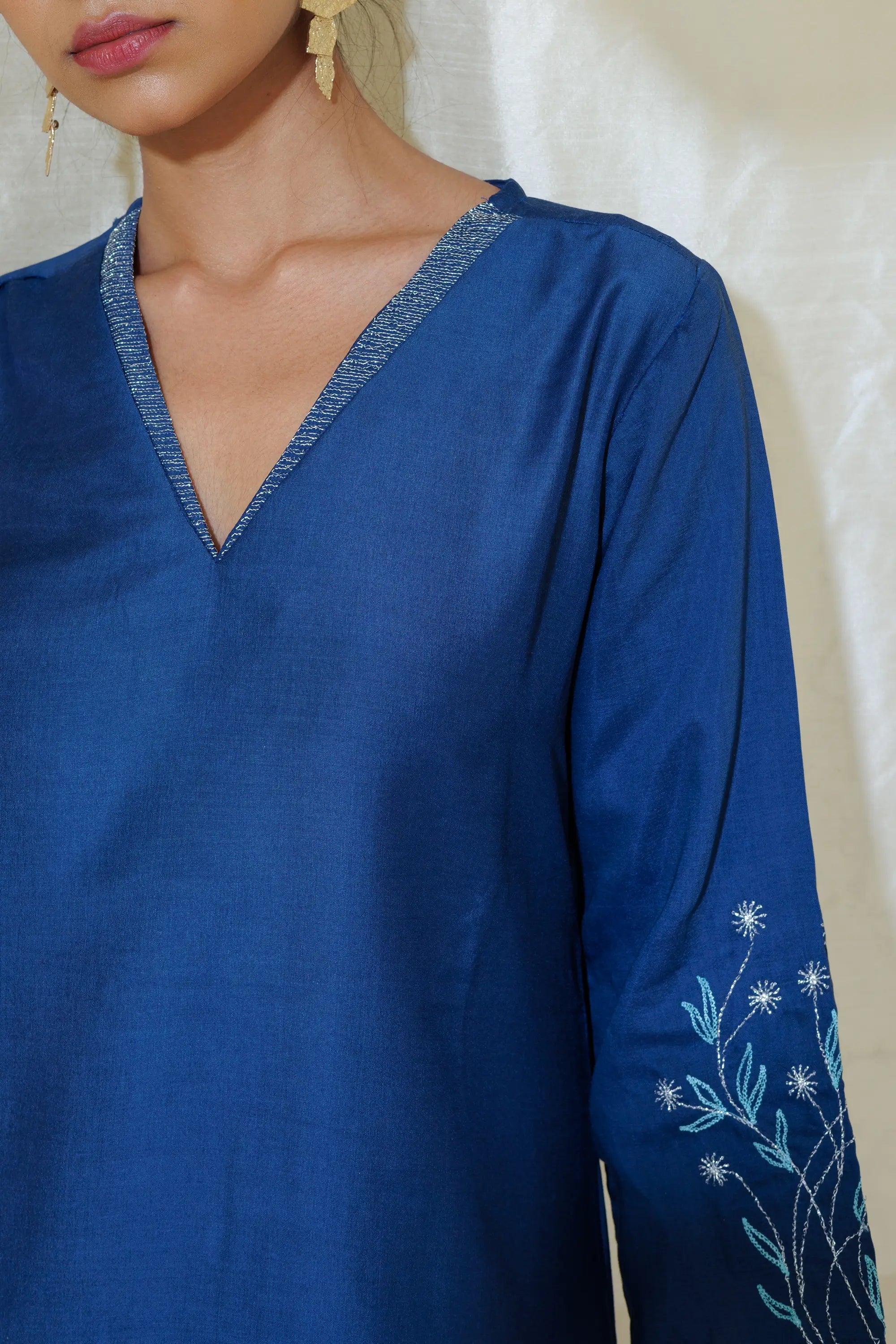 Blue straight kurta set