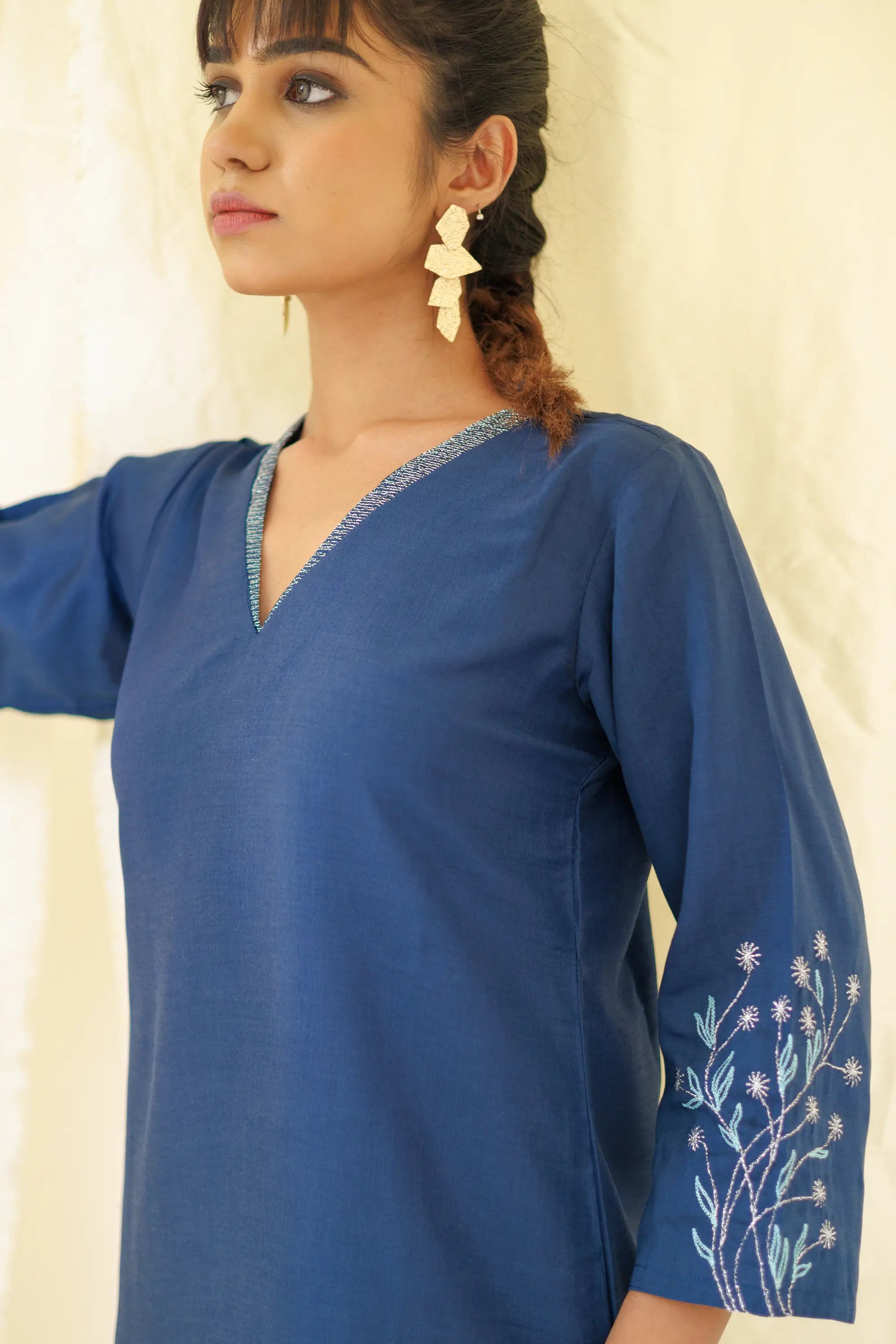 Blue straight kurta set