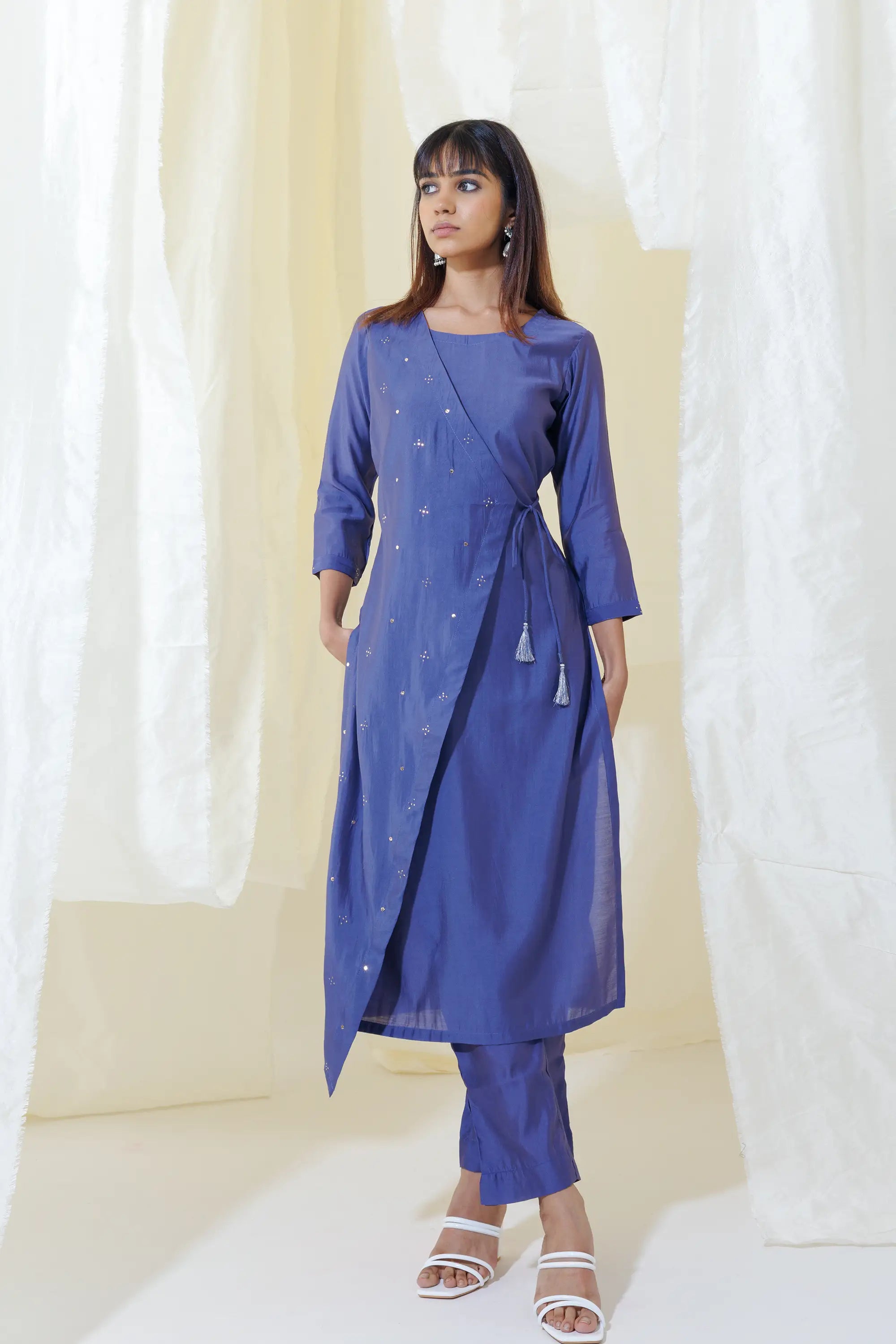 Deep Purple Mock Angrakha Kurta Set