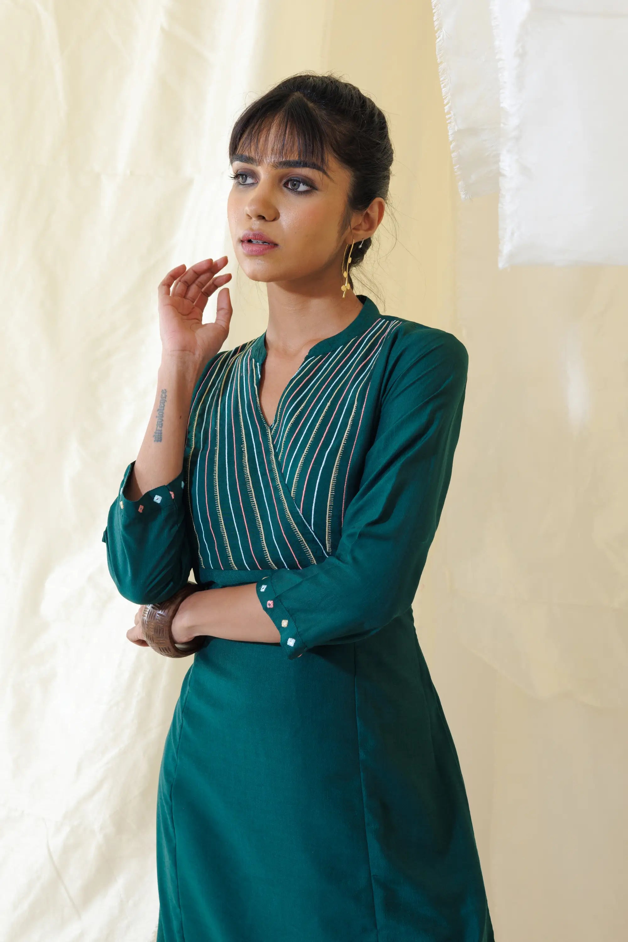 WOK Green Aline Kurta Set