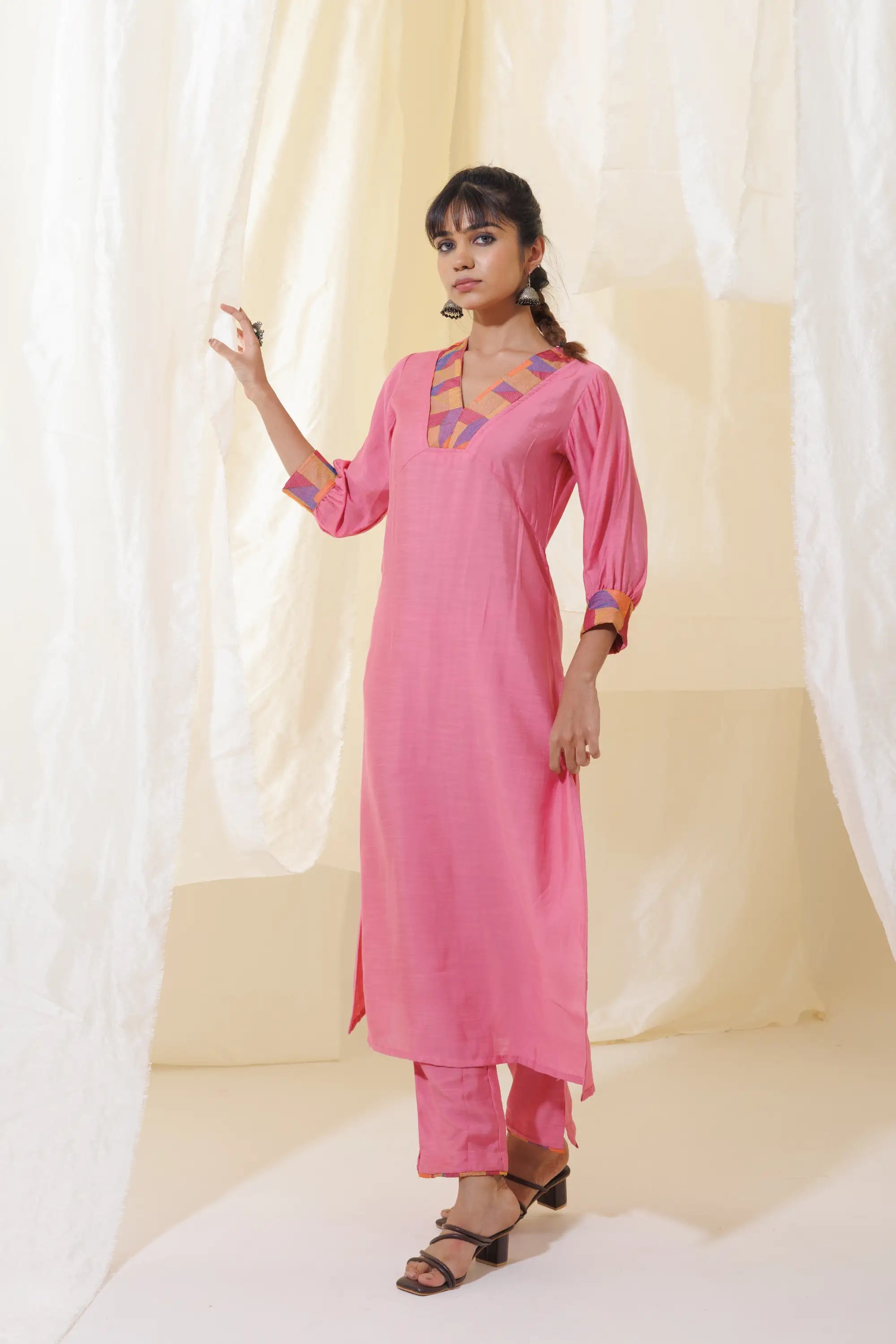 Pink Aline Kurta Set