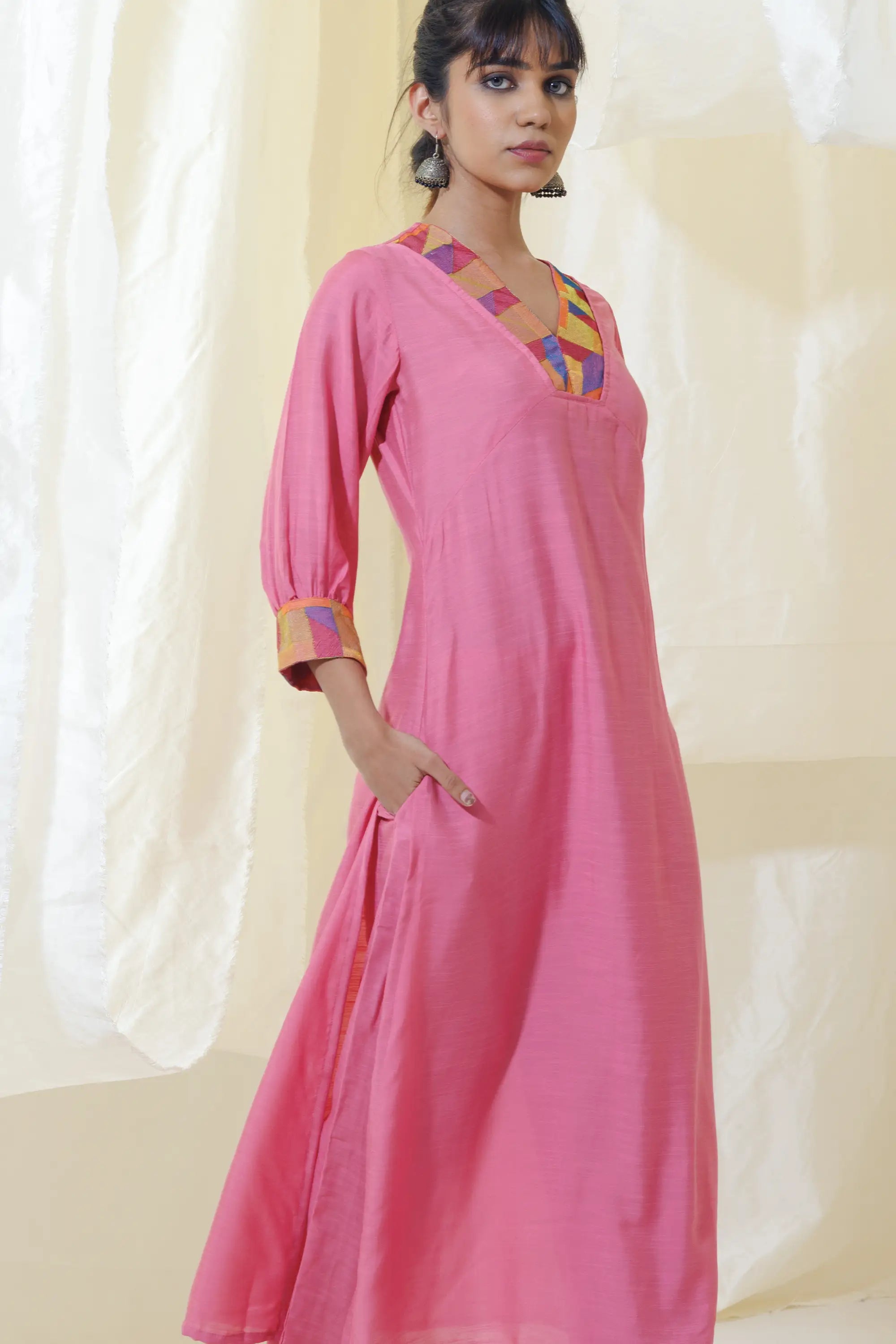 Pink Aline Kurta Set