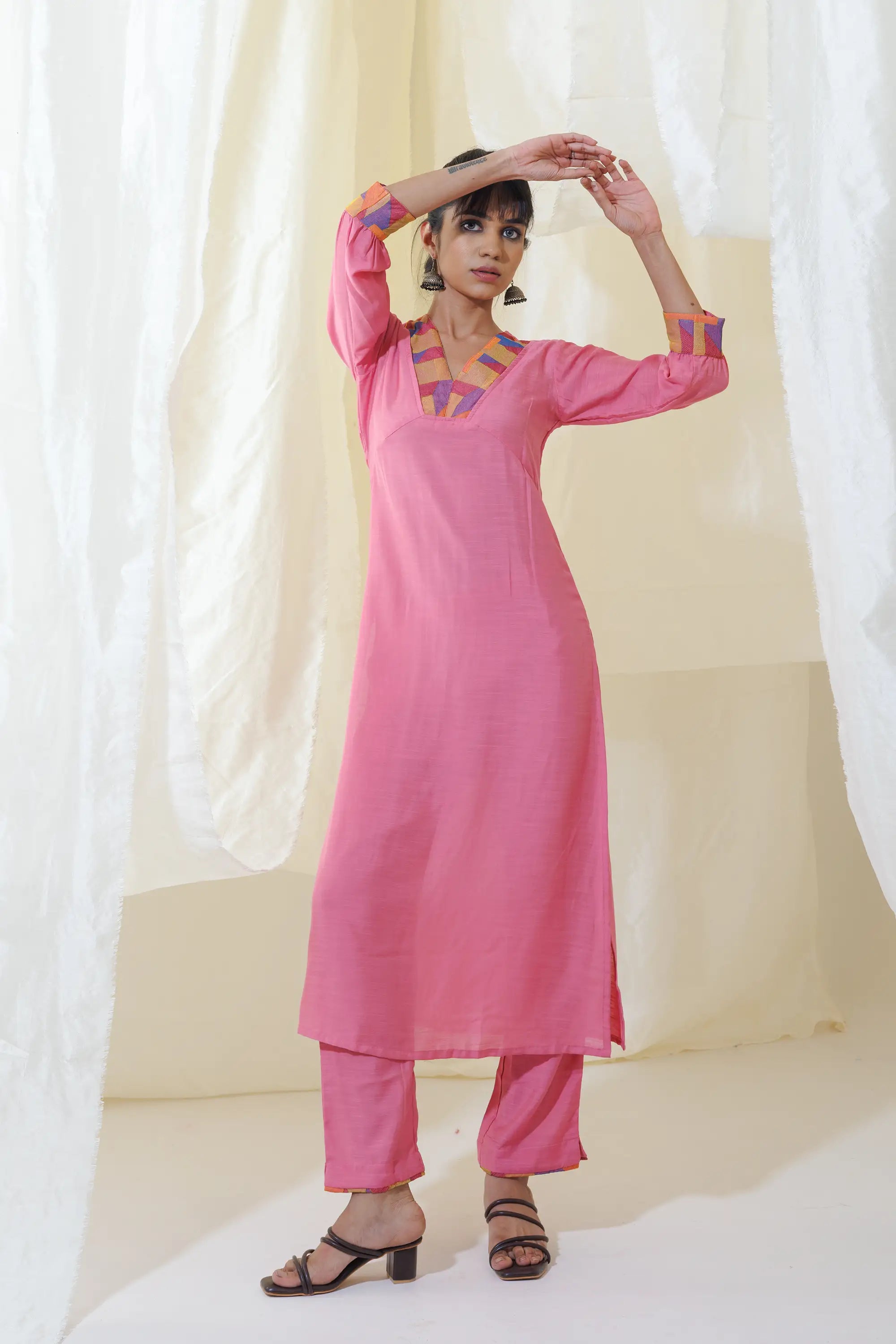 Pink Aline Kurta Set