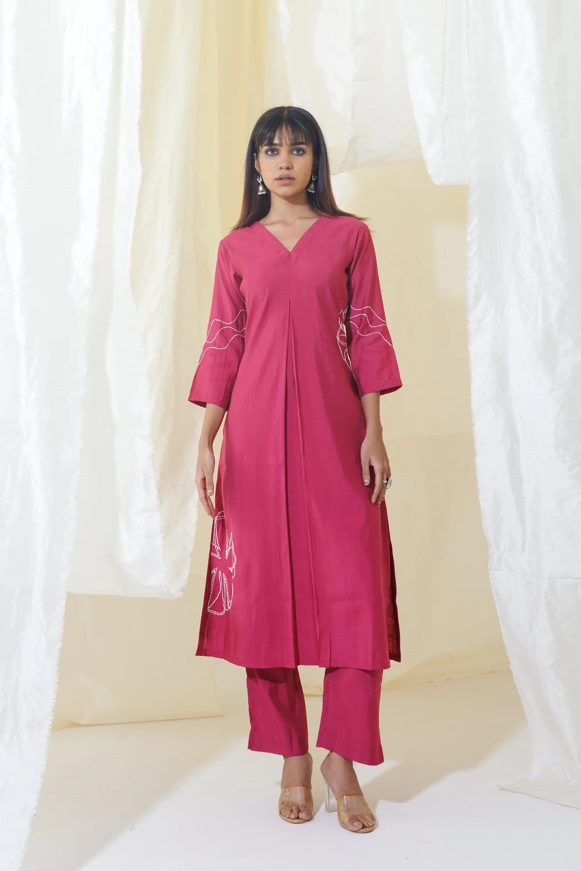 WOK Pink Aline Kurta Set