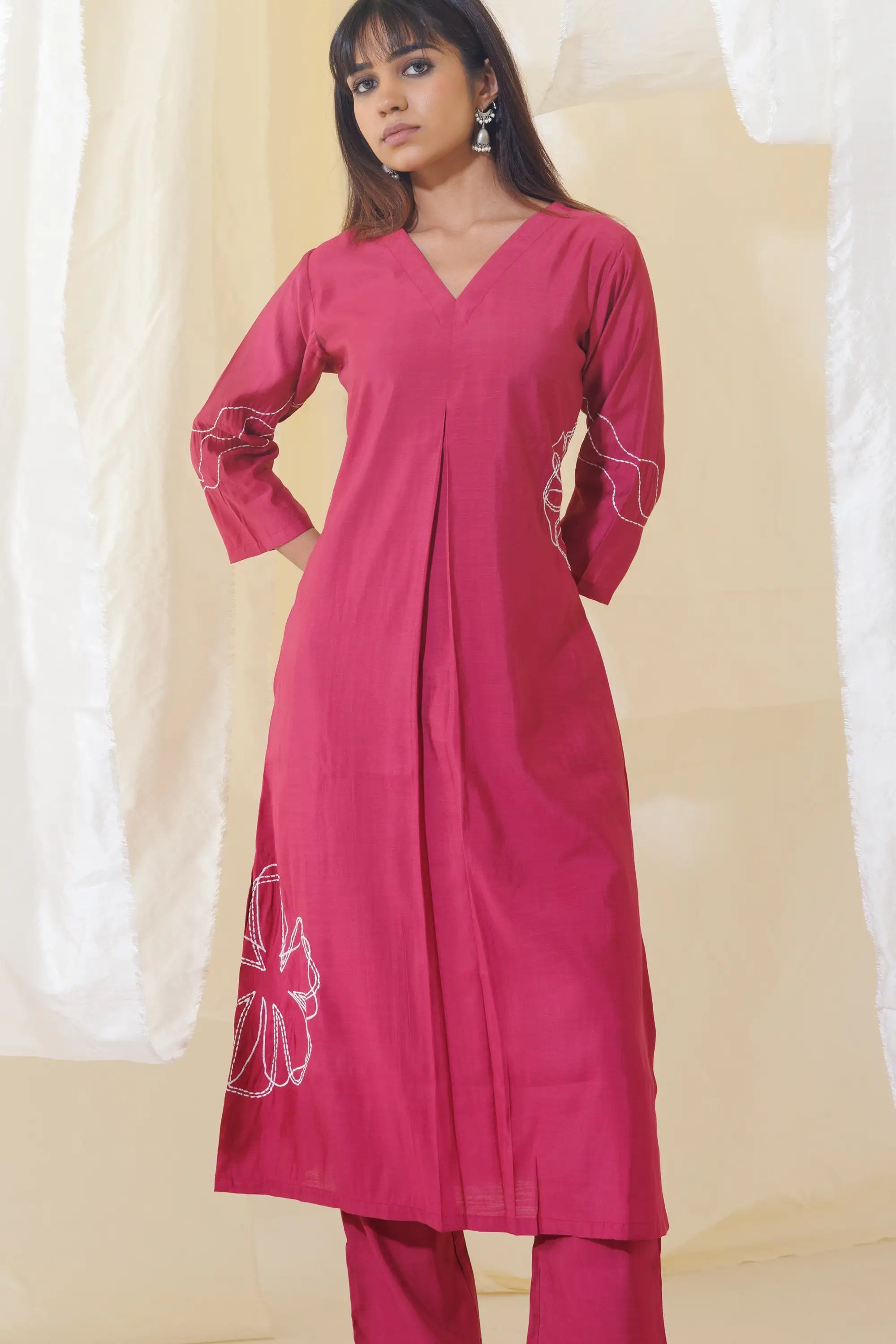 WOK Pink Aline Kurta Set