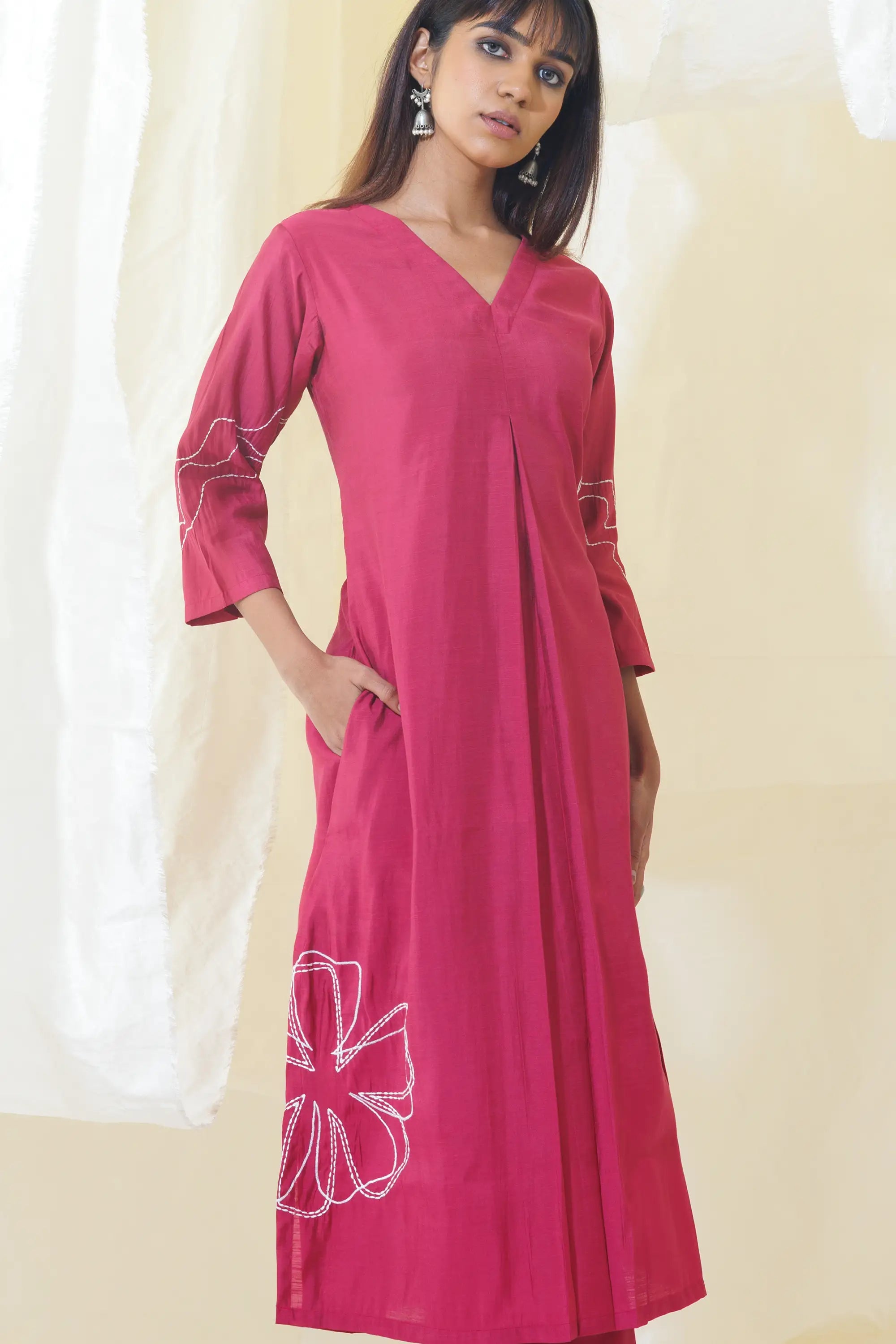 WOK Pink Aline Kurta Set