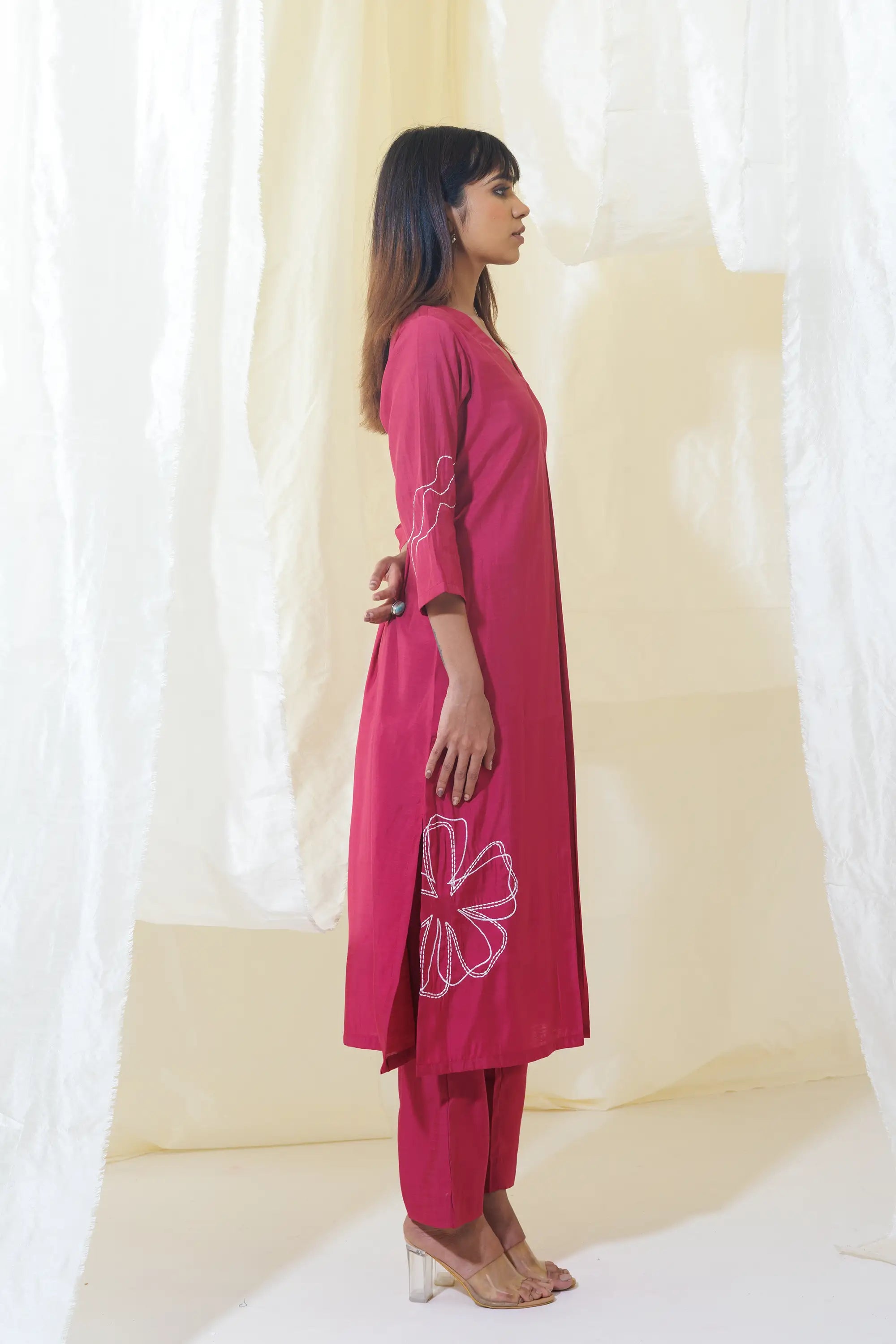 WOK Pink Aline Kurta Set