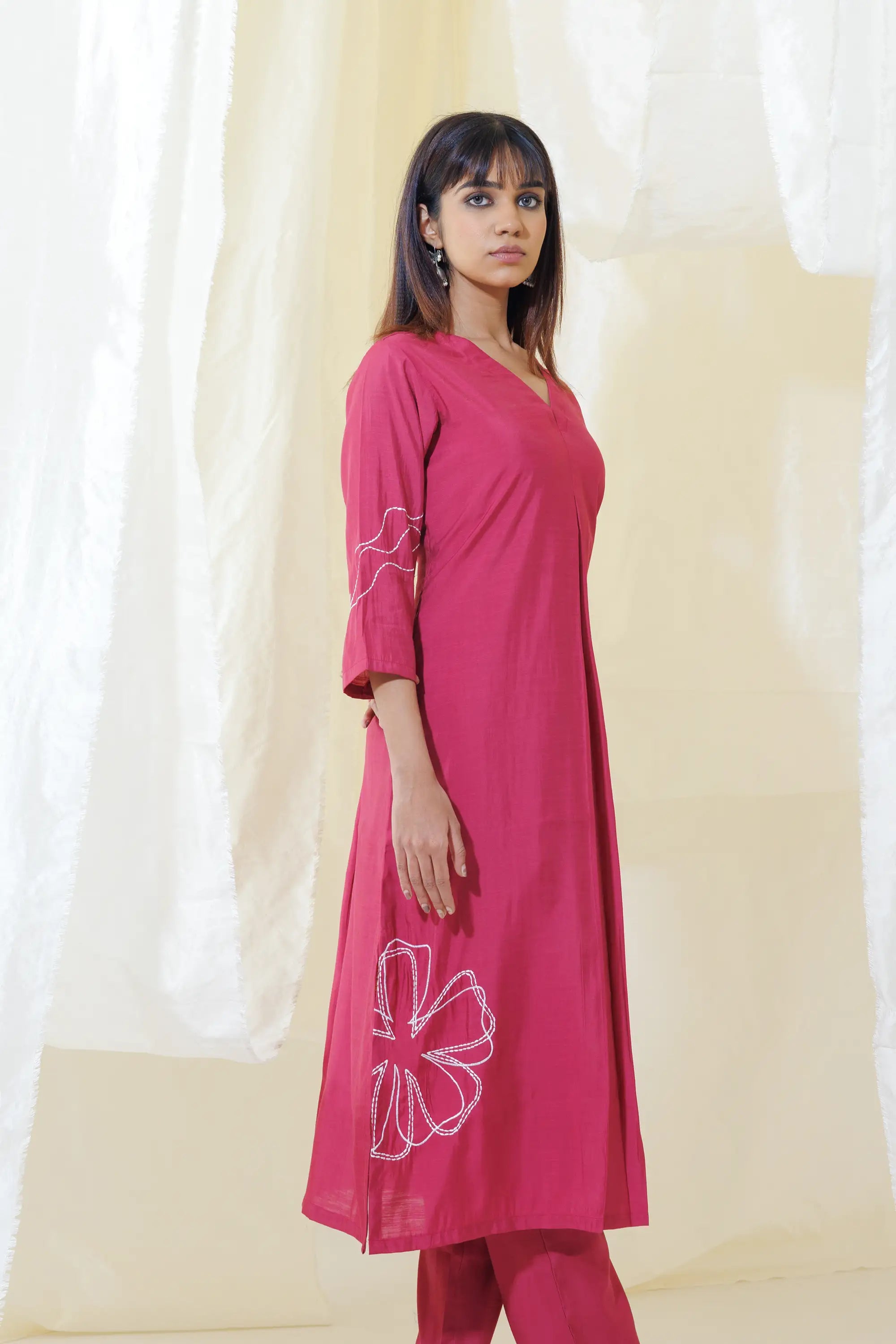 WOK Pink Aline Kurta Set