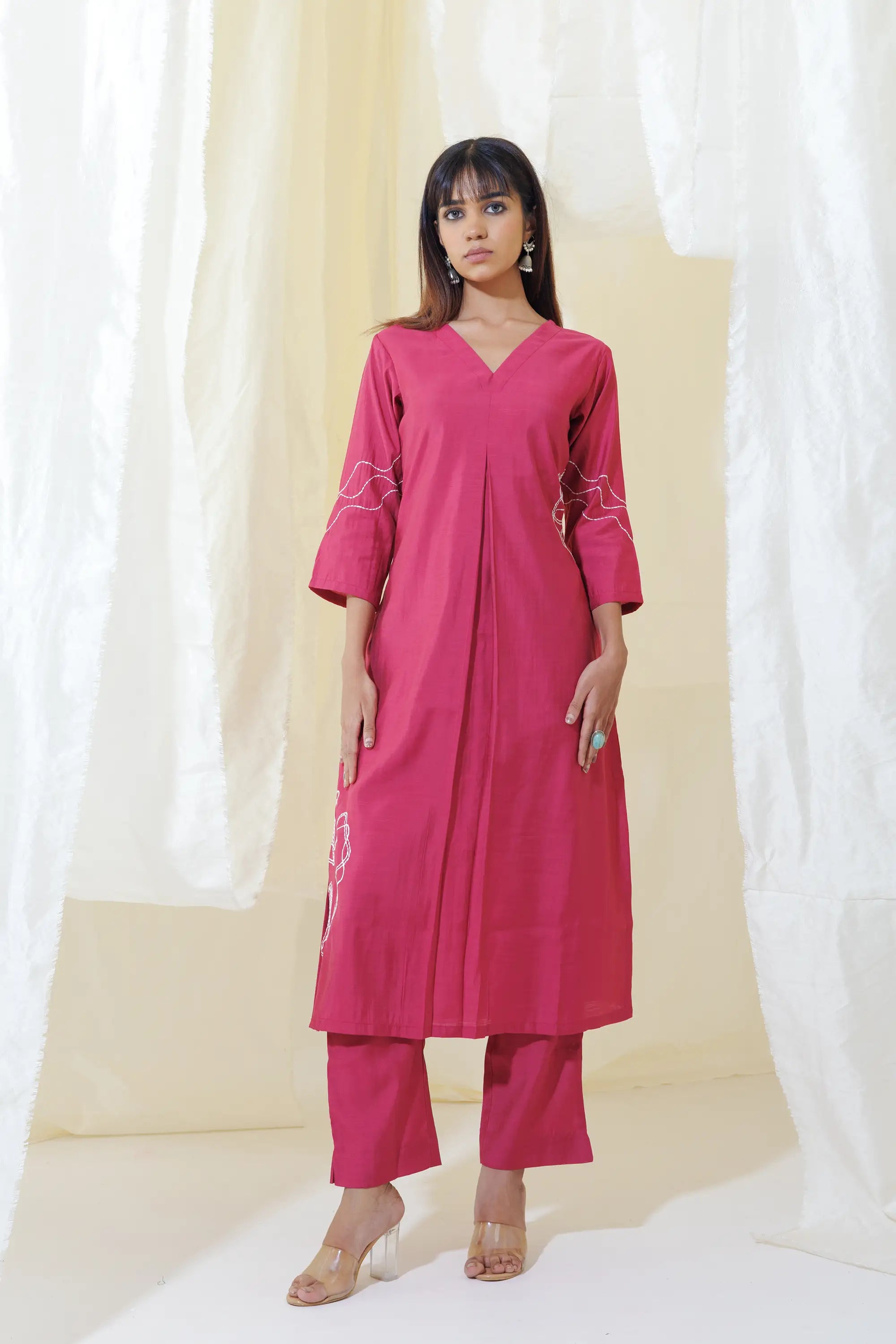 WOK Pink Aline Kurta Set