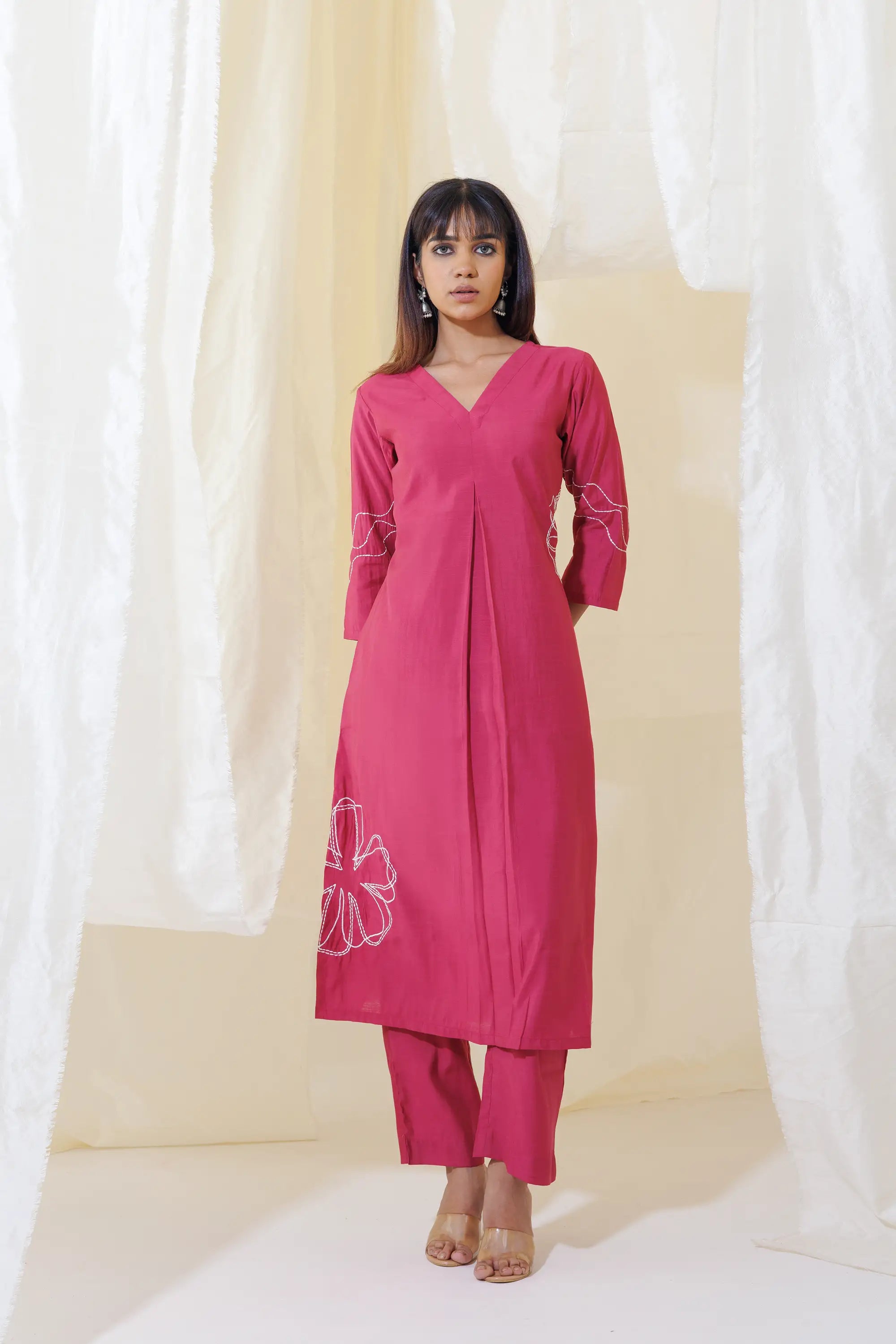 WOK Pink Aline Kurta Set