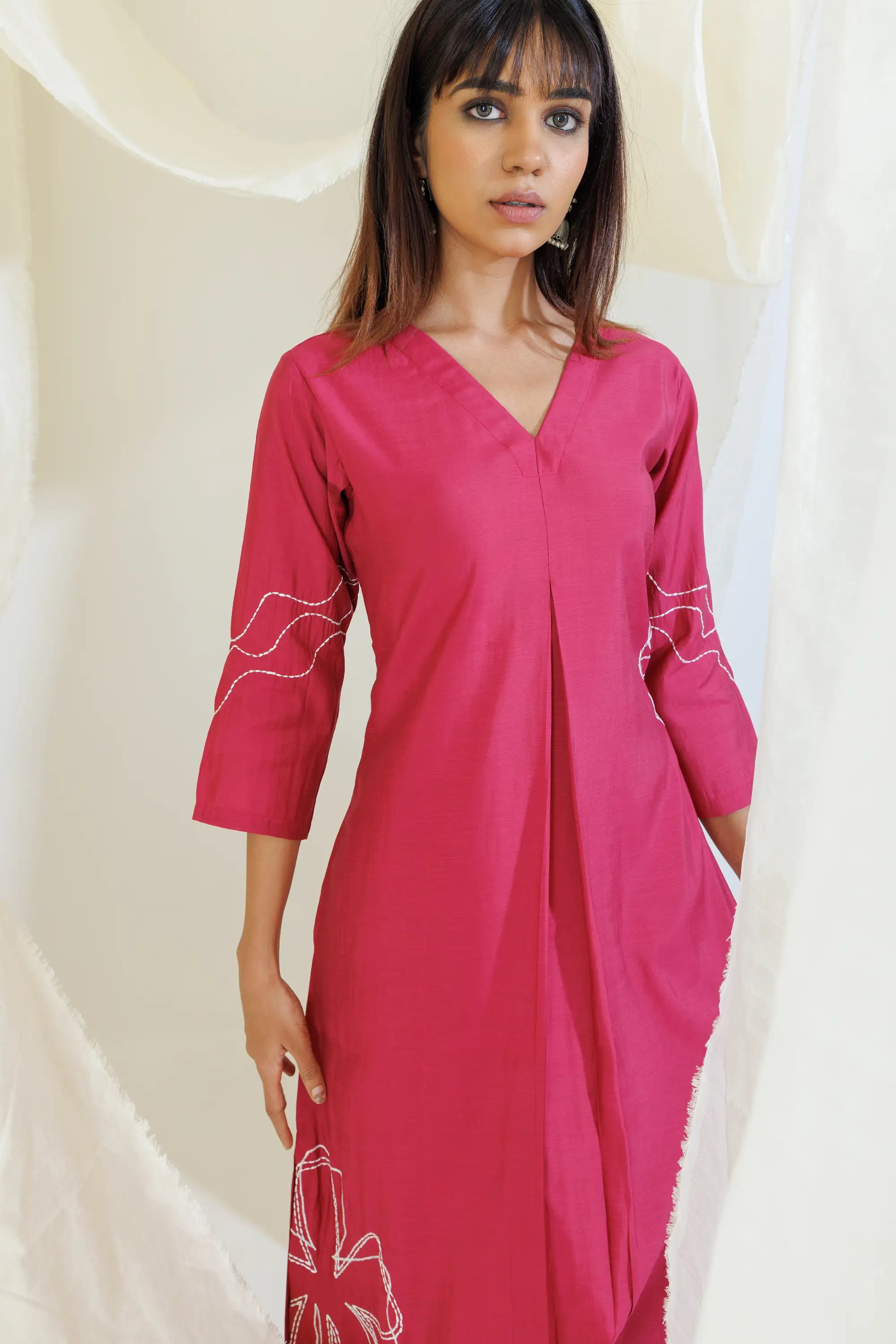 WOK Pink Aline Kurta Set