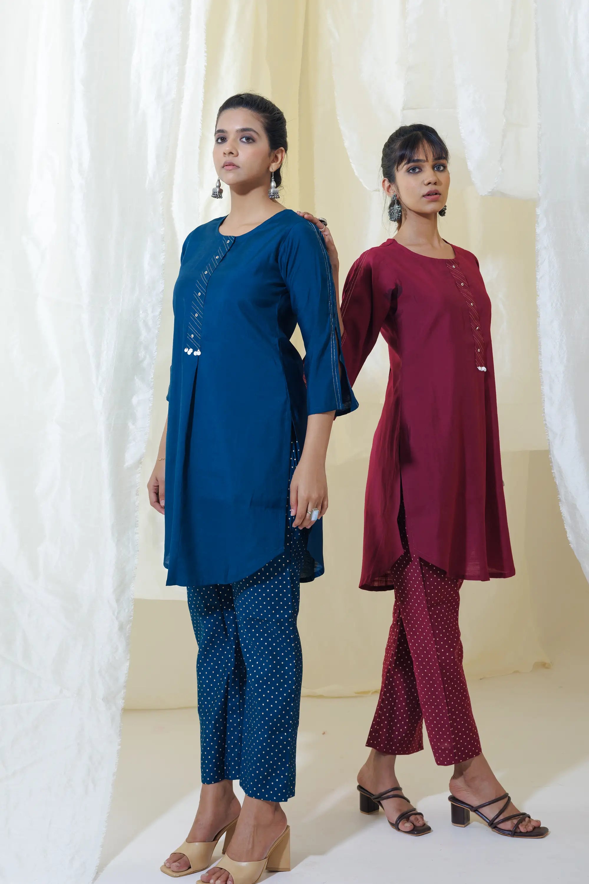 WOK Teal Blue Applecut Kurta Set