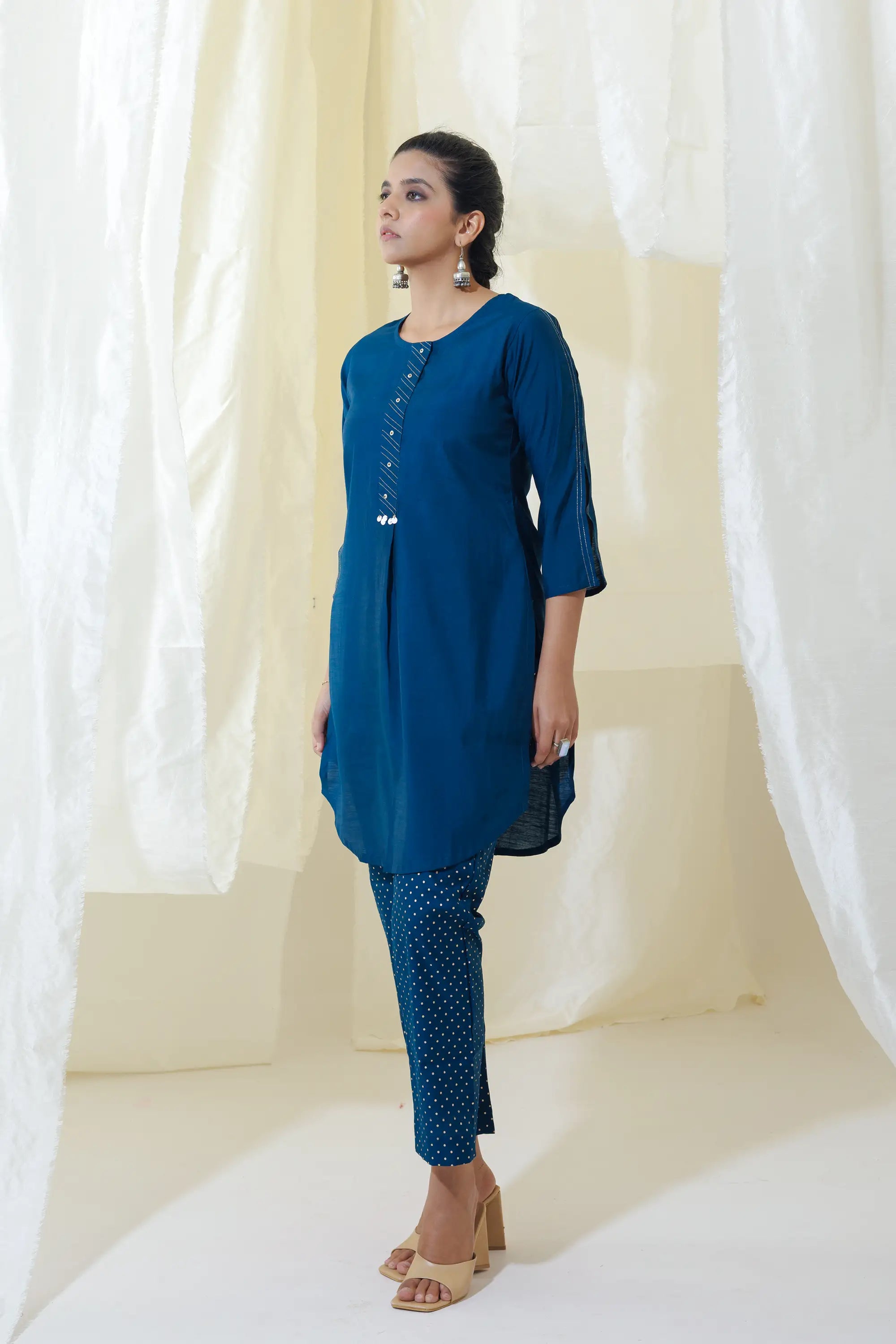 WOK Teal Blue Applecut Kurta Set