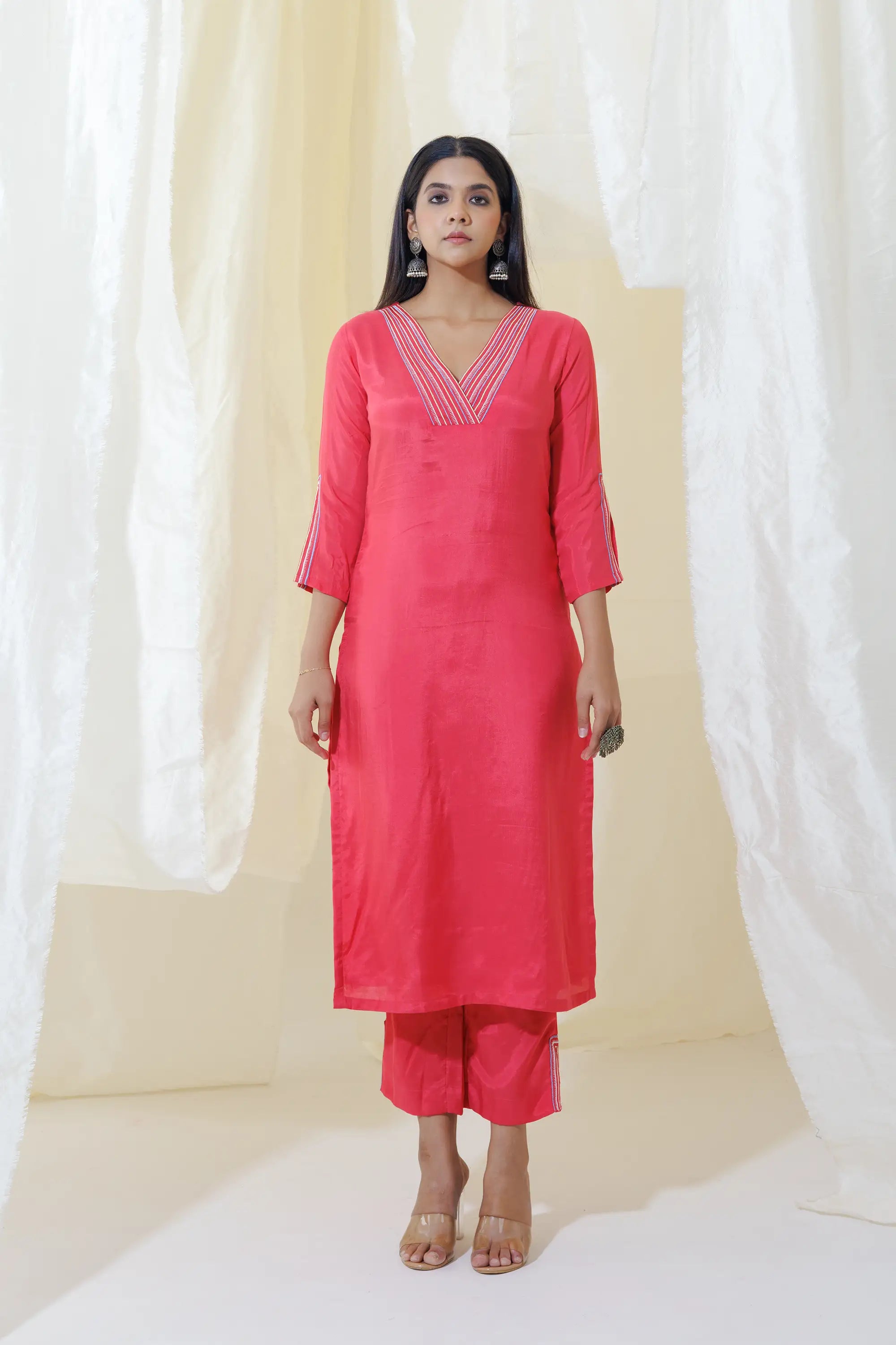 Punch Pink Straight Kurta Set