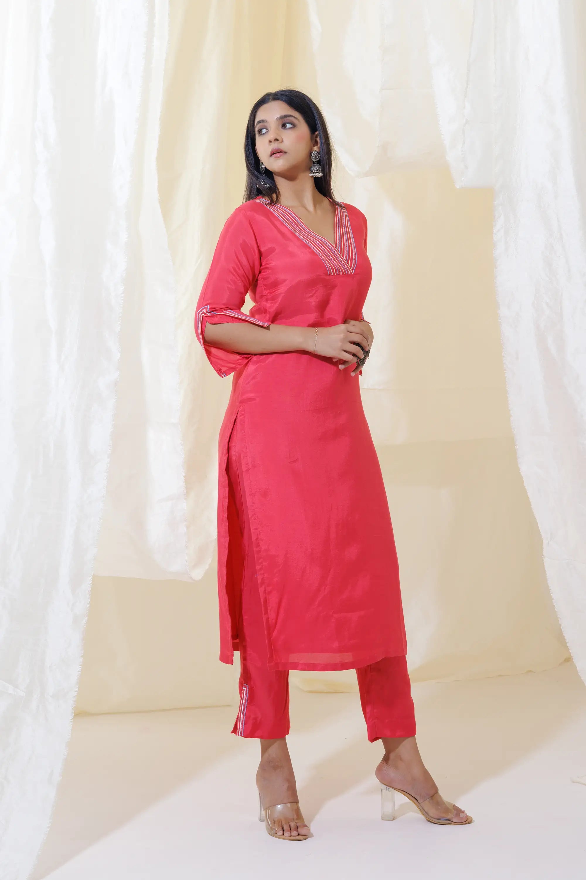 Punch Pink Straight Kurta Set