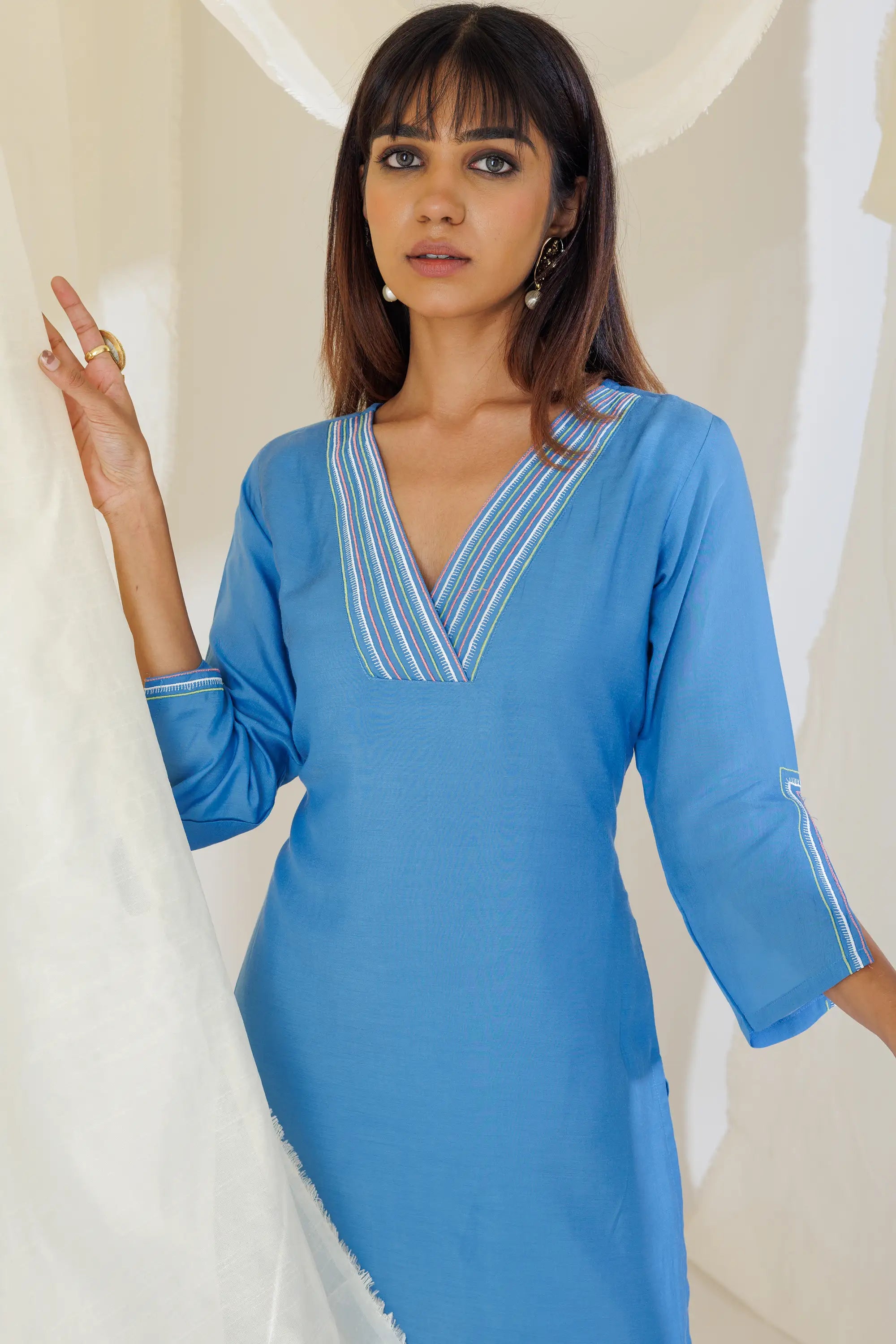 Blue Straight Fit Kurta Set