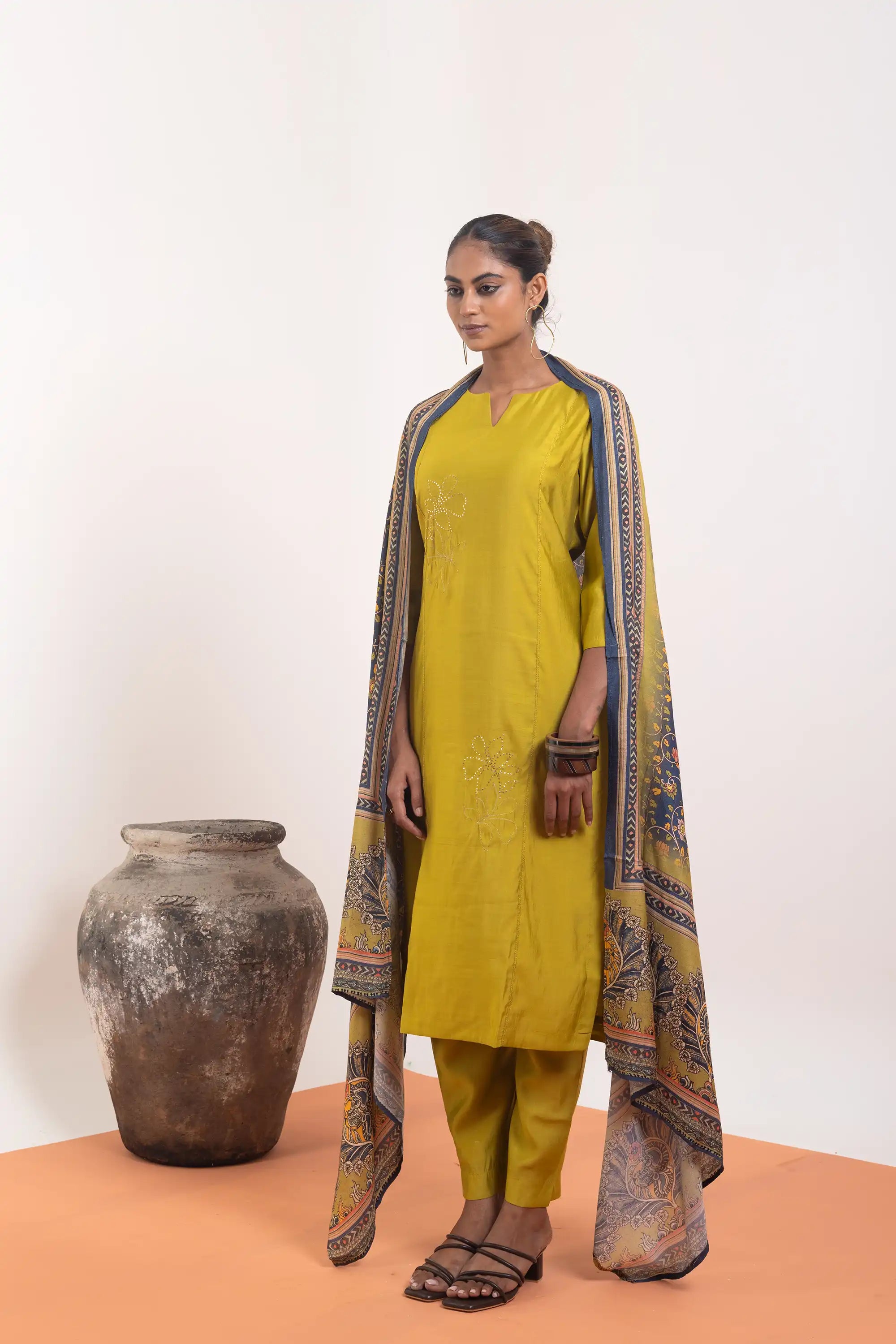 PAYAL Yellow Kurta Suit Set with Hand Embroidery Detailing