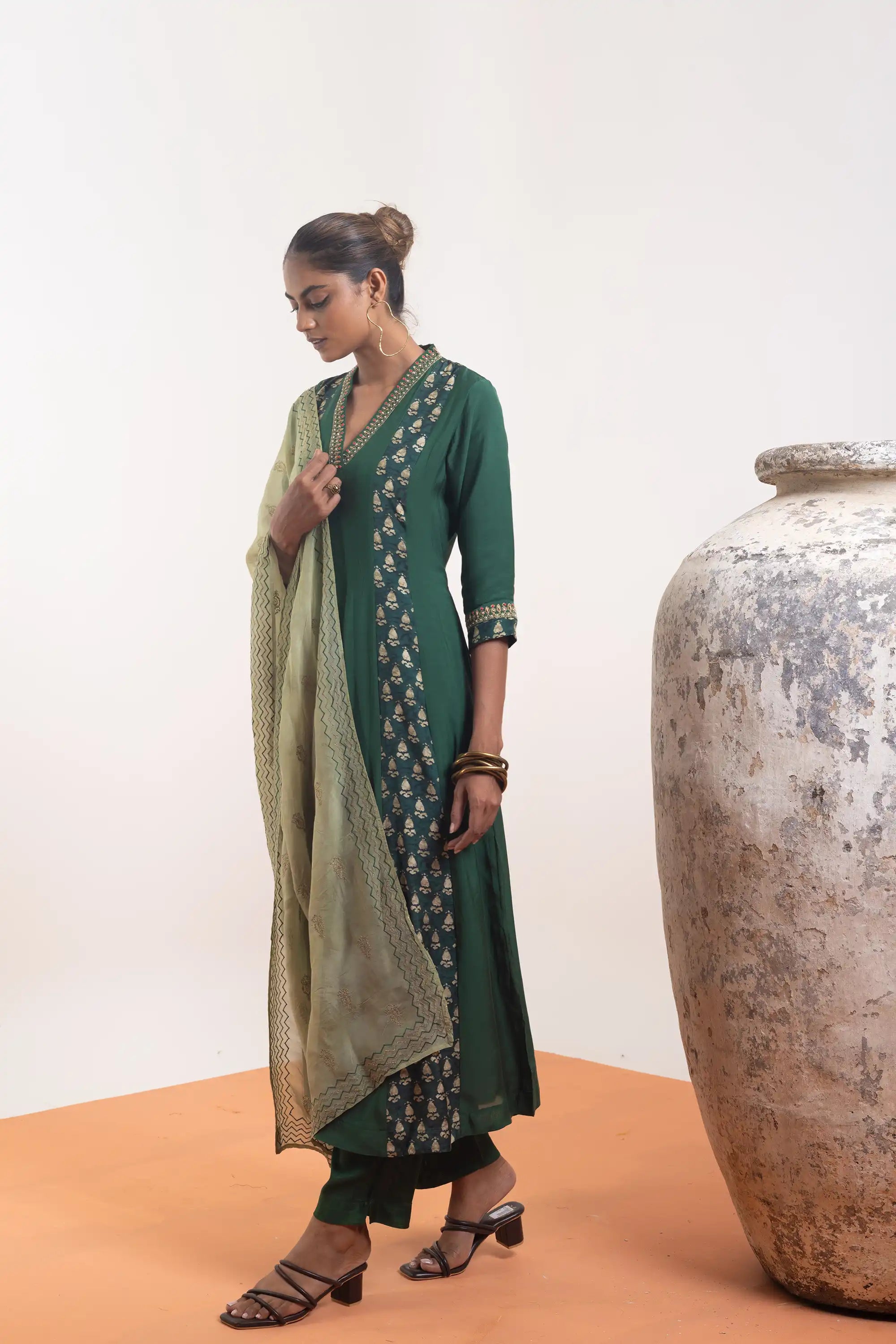 PAYAL Green Kalidar Suit Set with Hand work Detailing