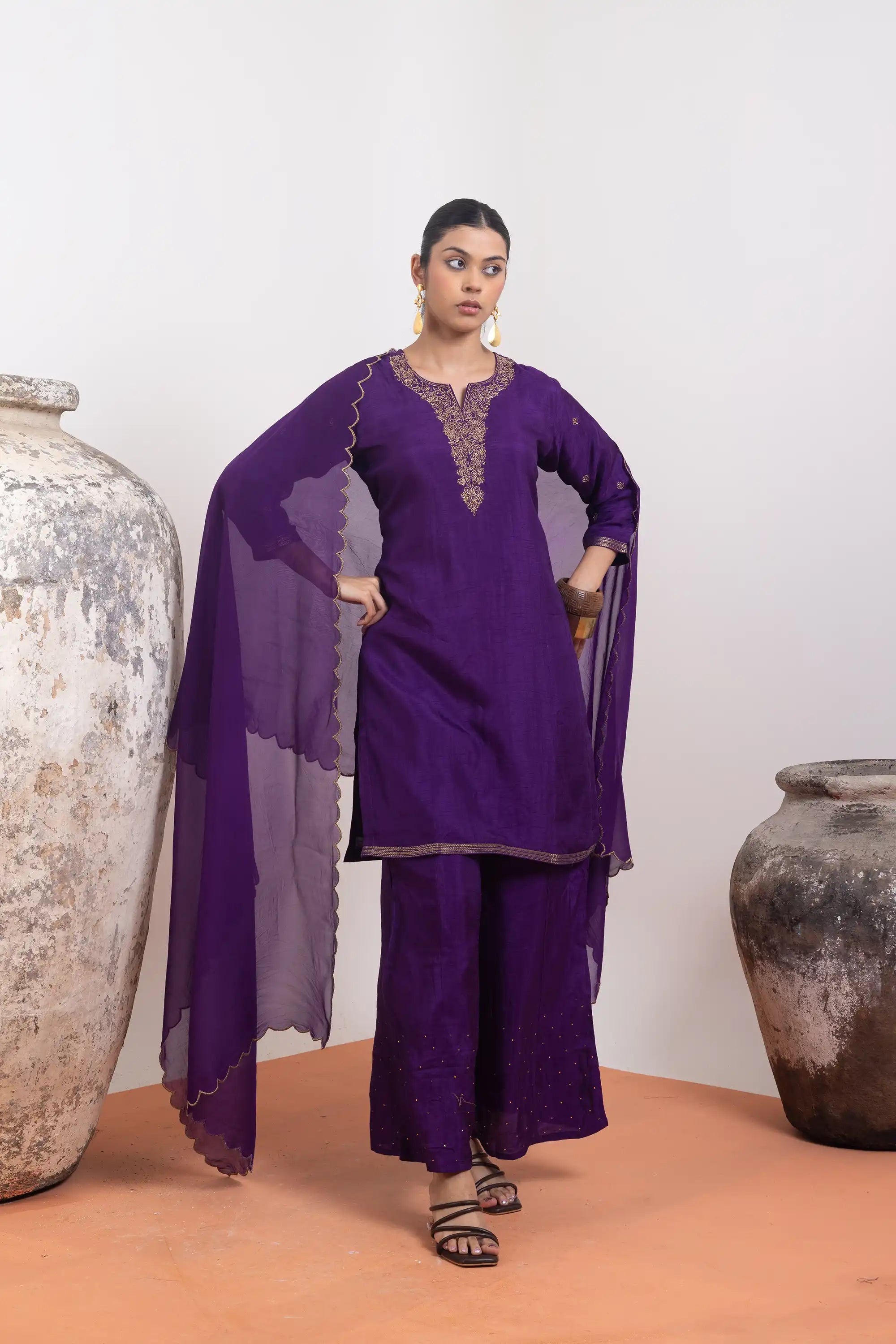 PAYAL Violet Kurta Suit Set with Plazzo Design