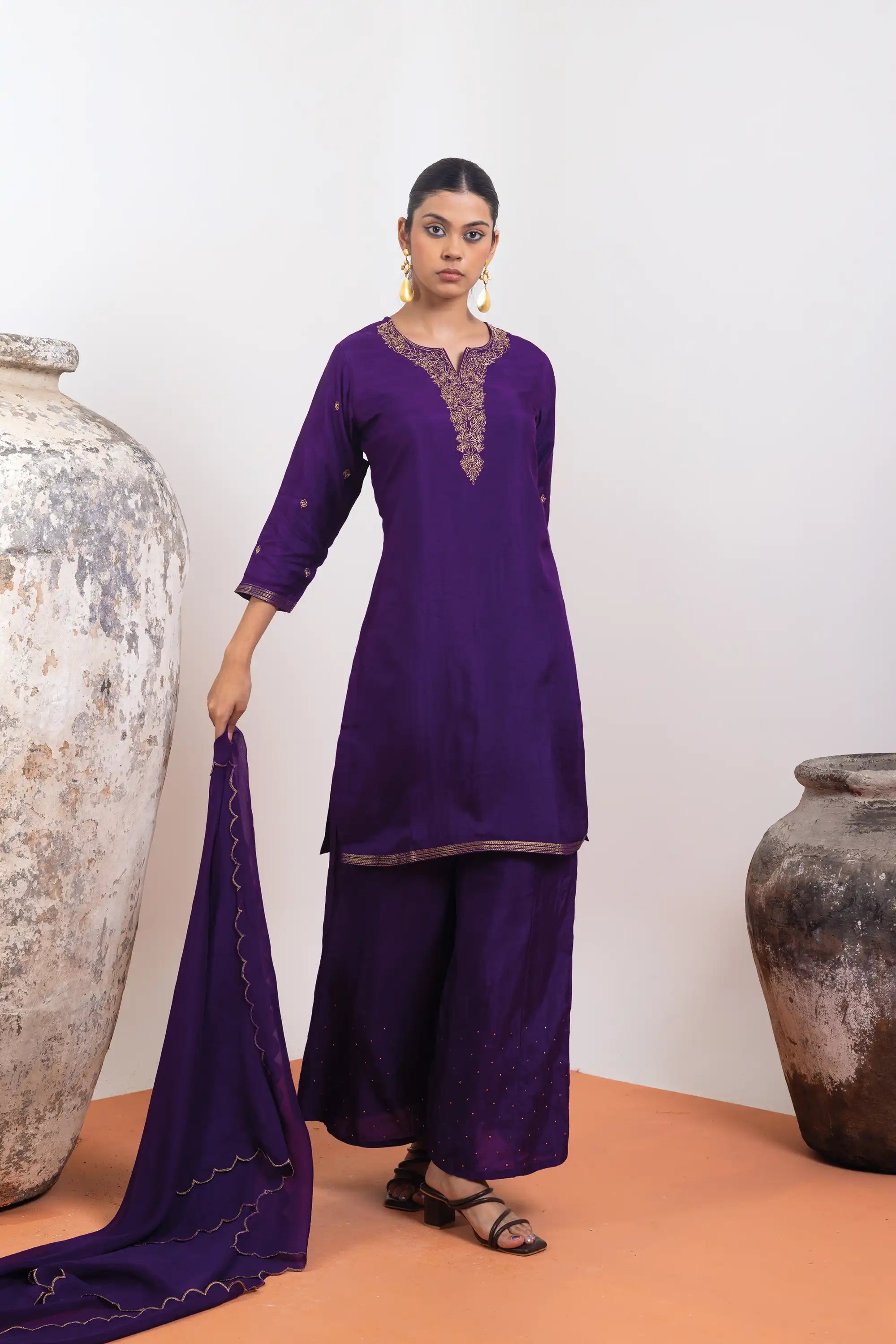 PAYAL Violet Kurta Suit Set with Plazzo Design