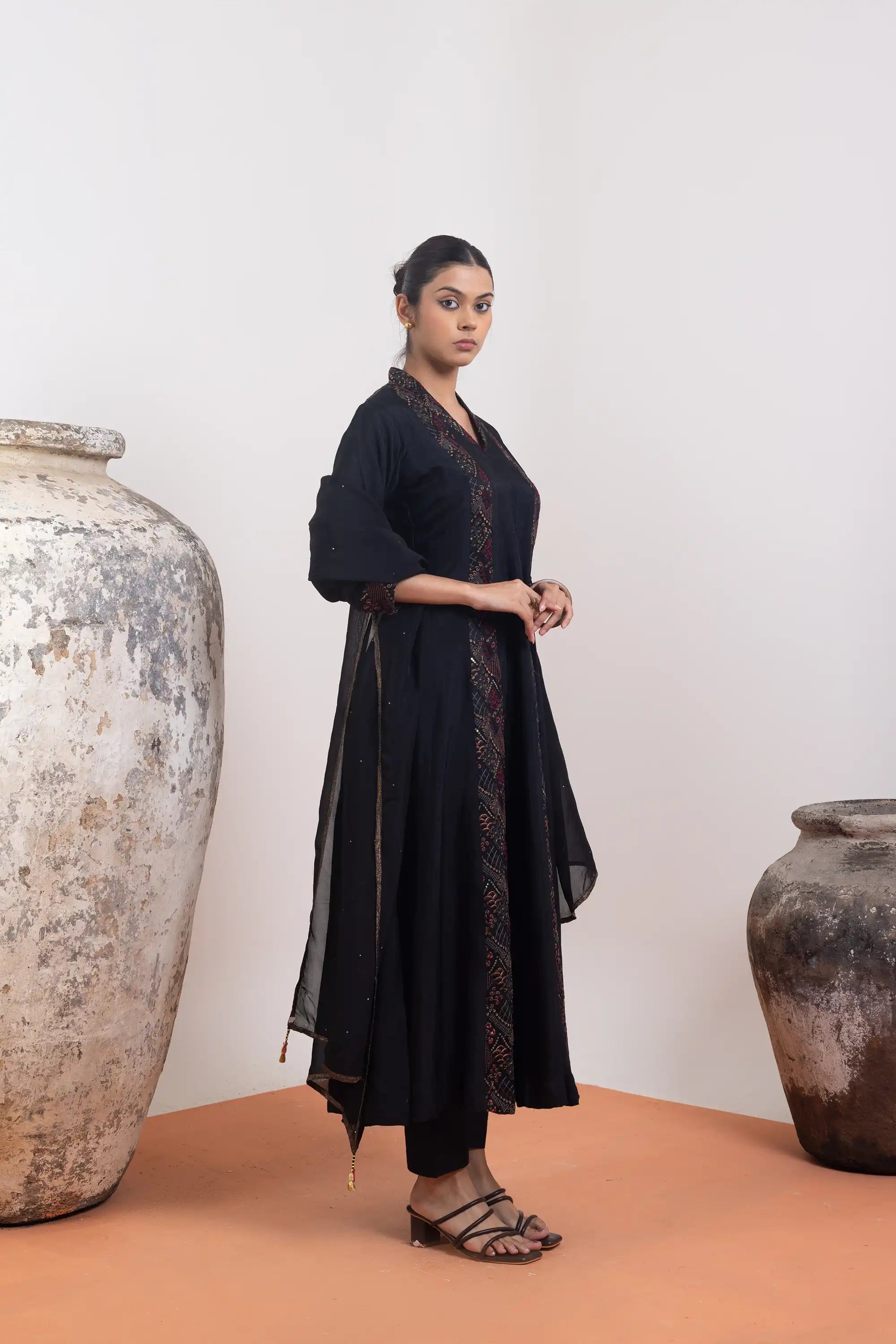 PAYAL Black Kalidar Suit Set with Mukaish Hand Embroidery