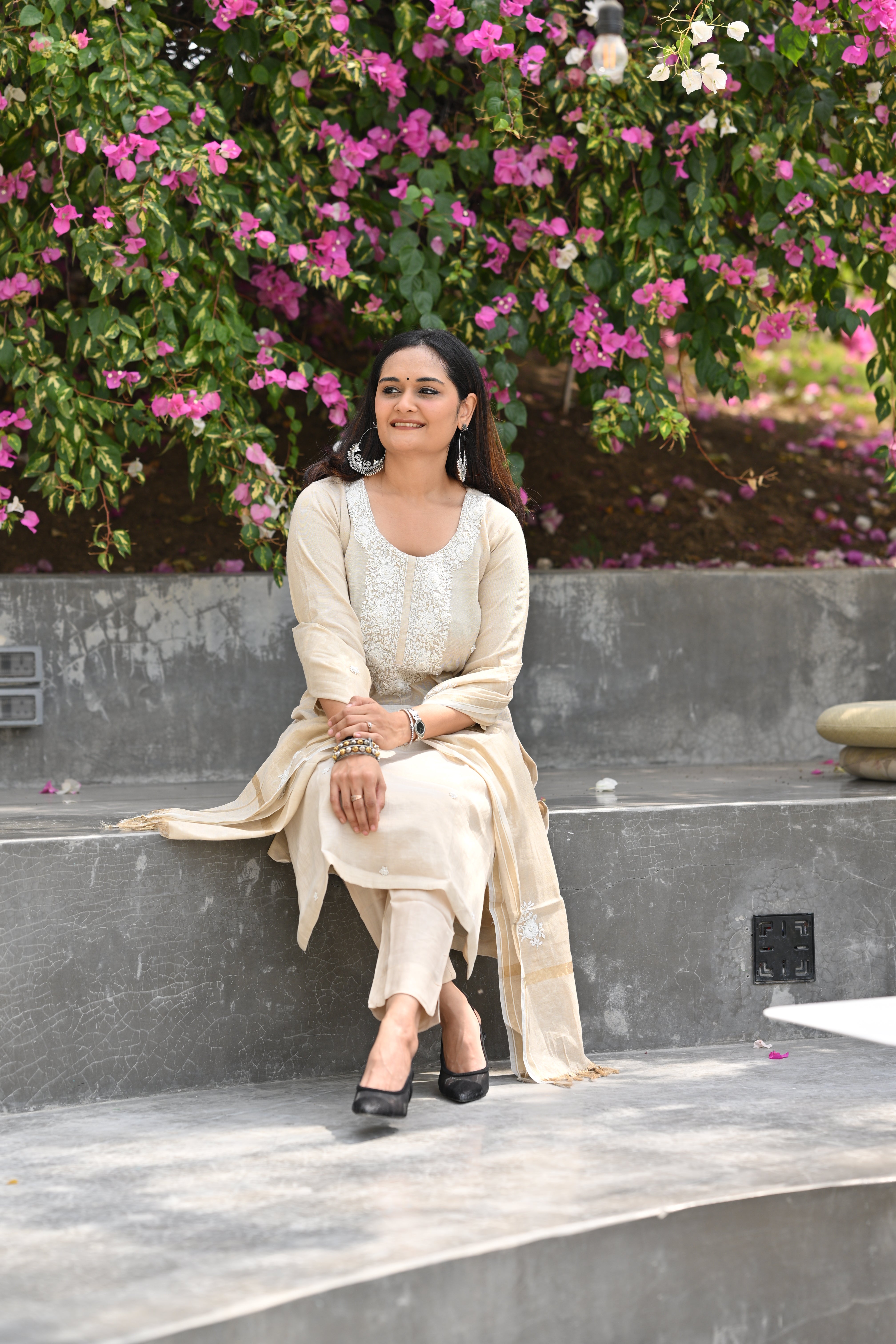 Off White Linen festive Kurta Suit Set by Fasionate Payal Shah