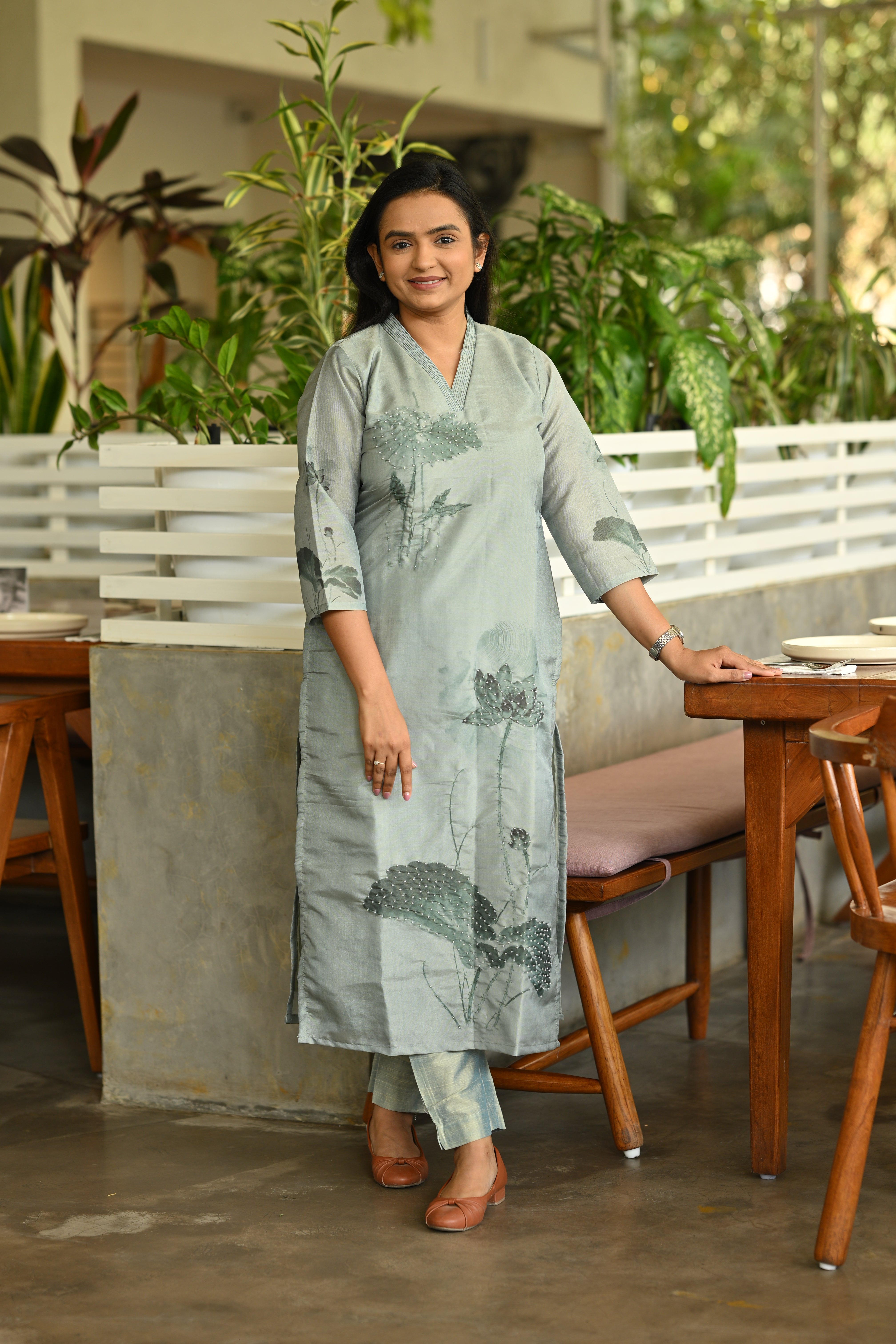 Jade Green Bemberg Silk Co-Ord Set by Lipi goyal