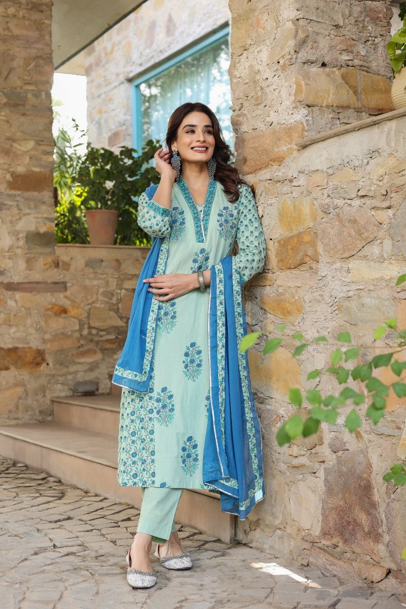 PAYAL Cotton Kurta Suit Set with Block Print Design - Payal