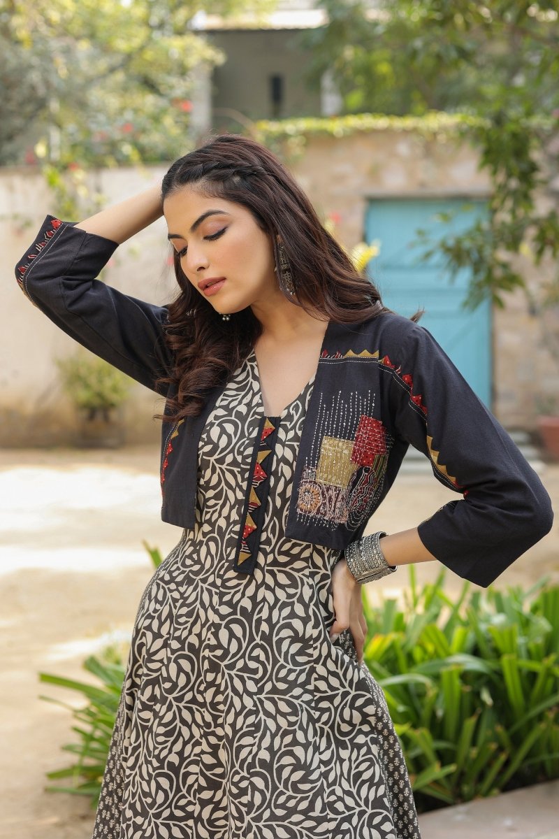 PAYAL Kalidar Suit Set with Hand Embroidered Jacket - Payal