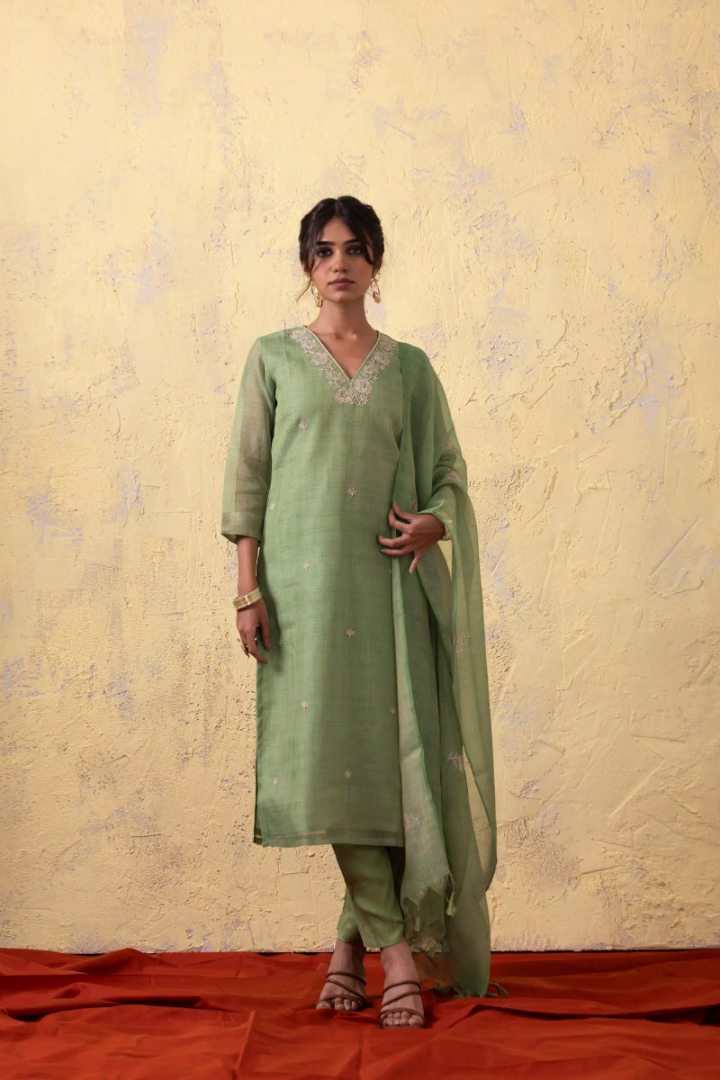 PAYAL Light Green Kurta Suit Set for every Occasion - Payal