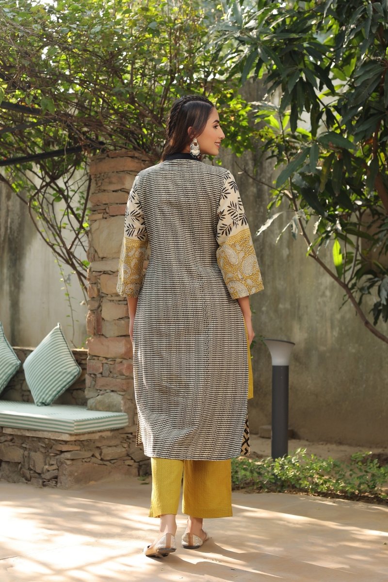 PAYAL Mustard Yellow Kurta Suit Set with Amazing Print Design Jacket - Payal