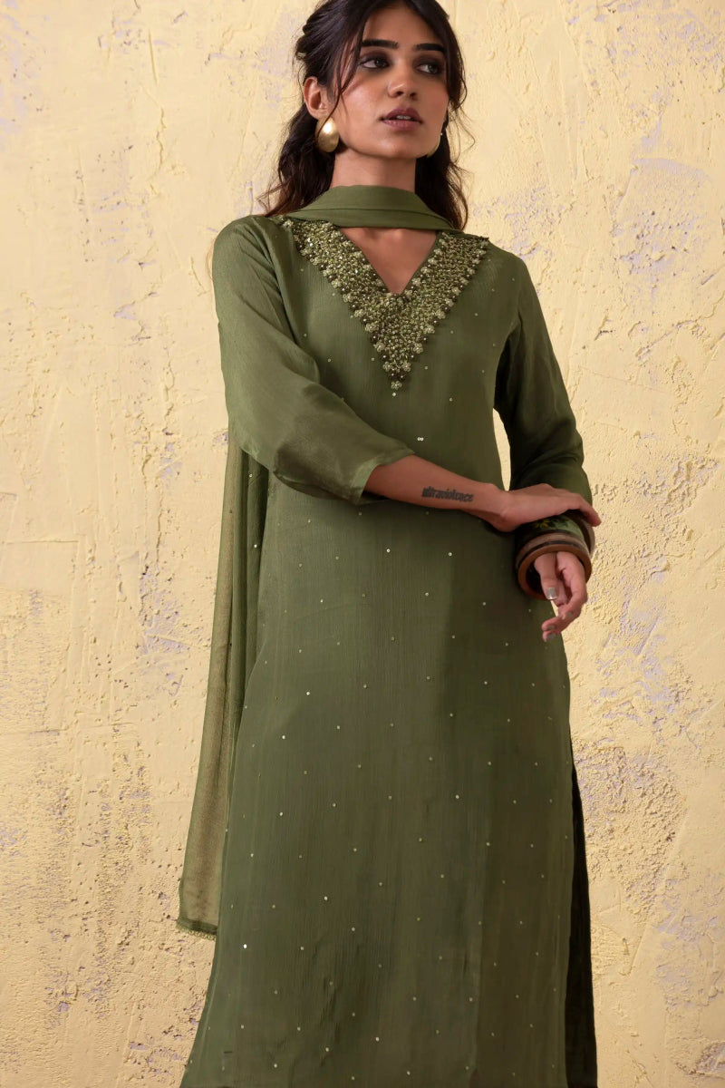 PAYAL Olive Green Kurta Suit Set for Every Occasion - Payal