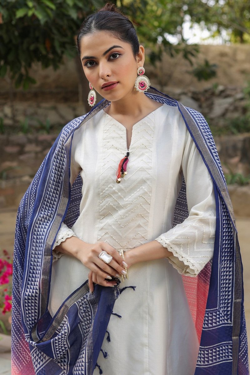 PAYAL White Kurta Suit Set with Dupatta Design - Payal