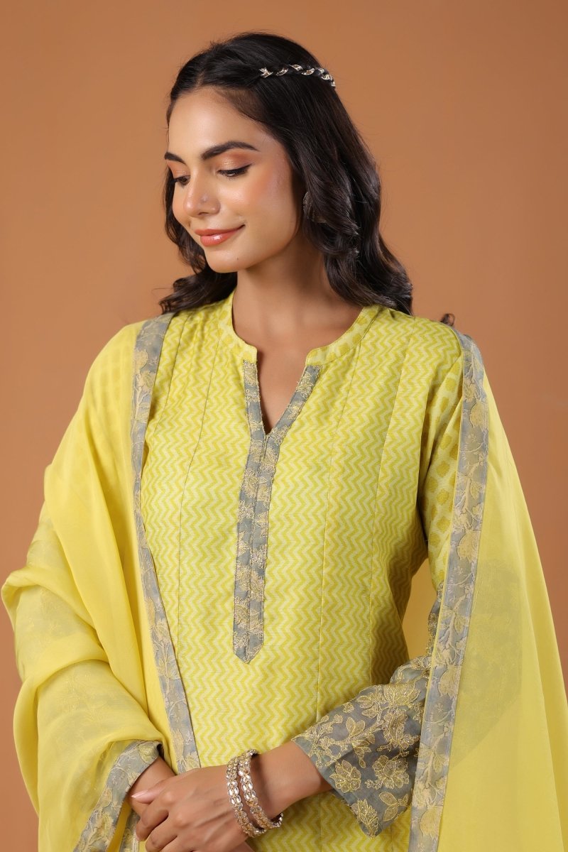 PAYAL Yellow Kurta Suit Set with Embroidery Detailing - Payal