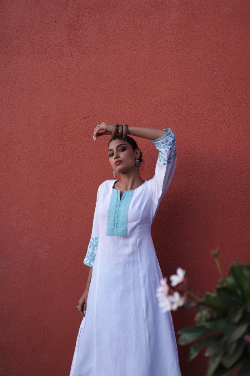 WOK Ivory Block printed Kurta - Payal