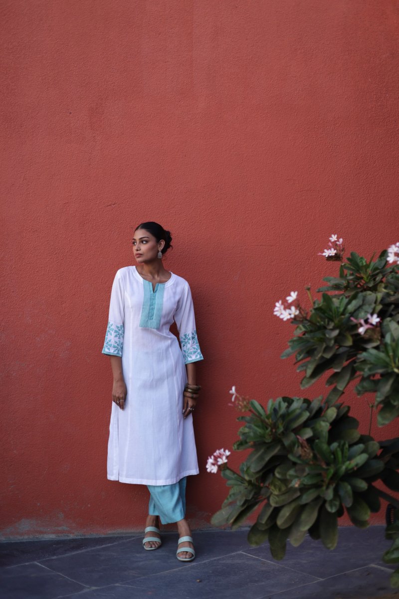 WOK Ivory Block printed Kurta - Payal