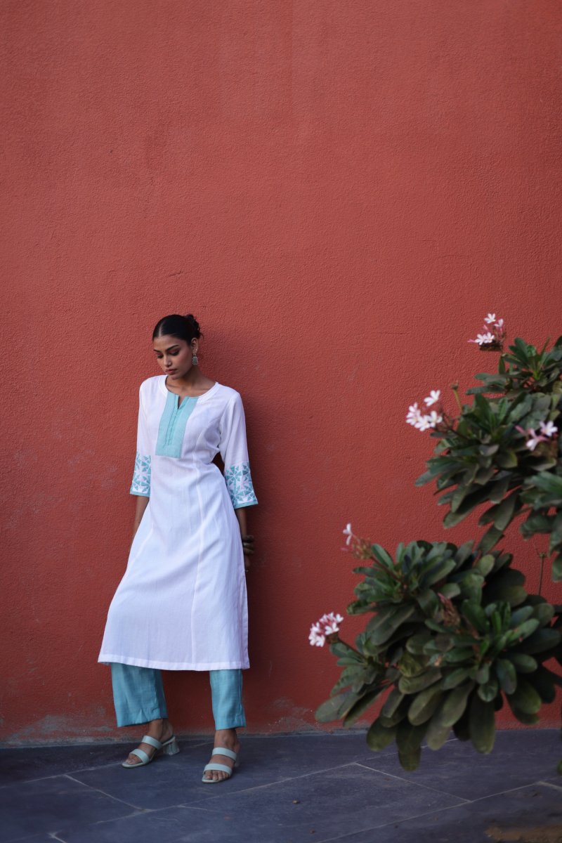 WOK Ivory Block printed Kurta - Payal