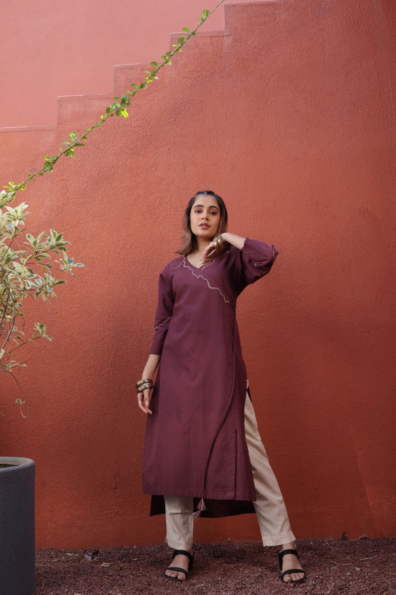 WOK Magenta Straight cut kurta - Payal