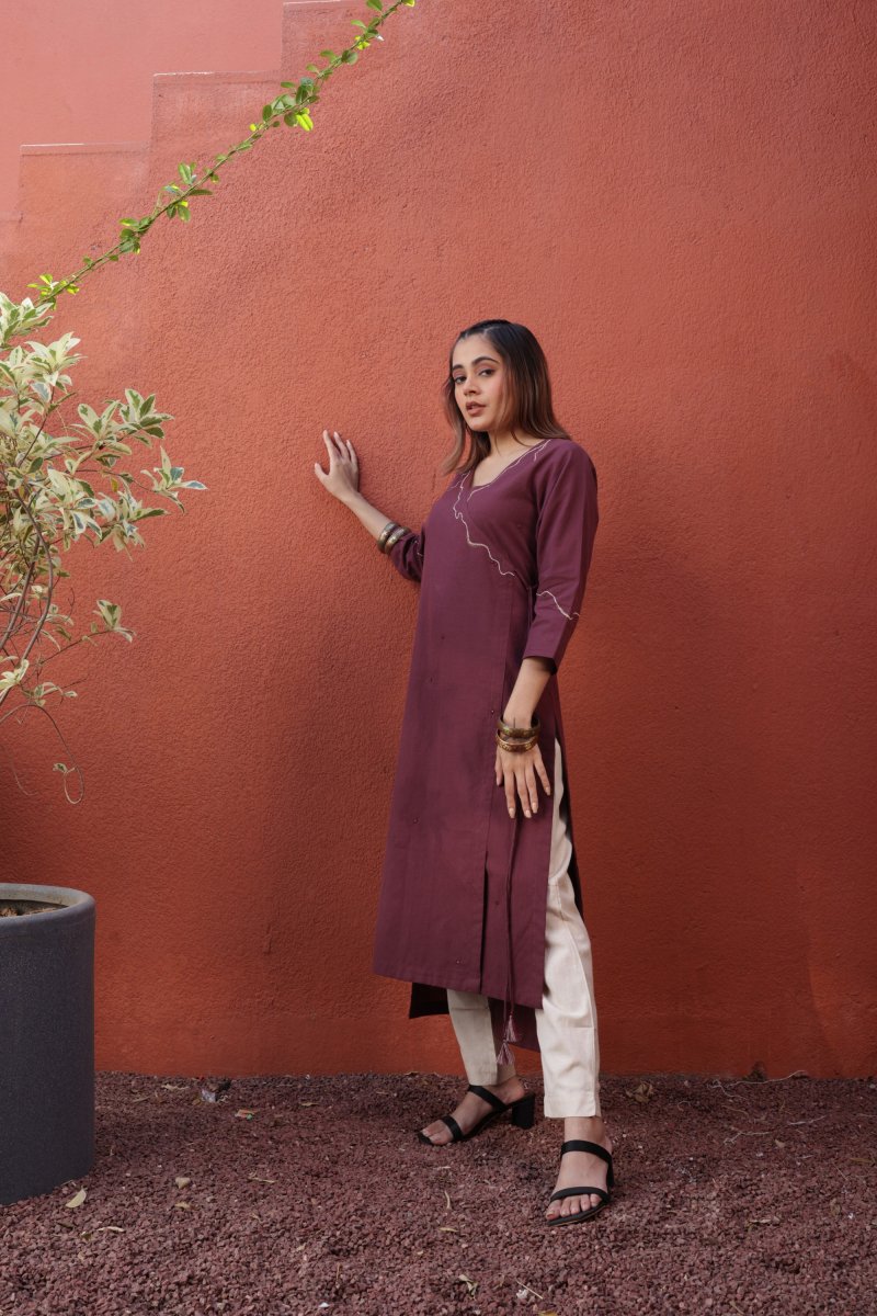 WOK Magenta Straight cut kurta - Payal