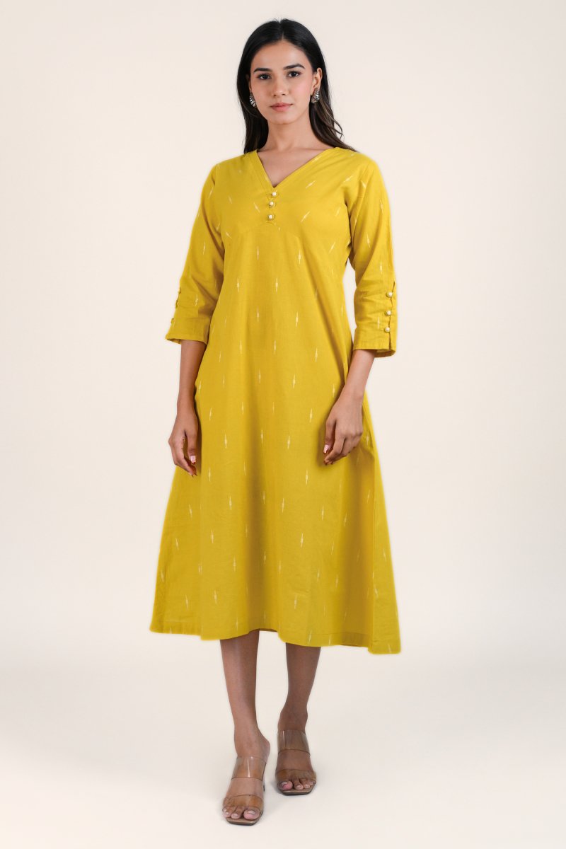 WOK Mustard Yellow Kurta Dress - Payal