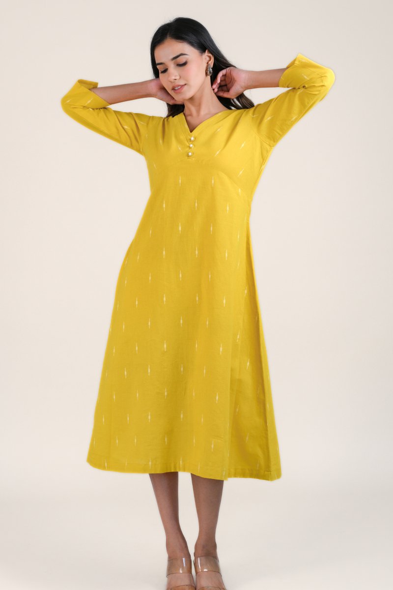 WOK Mustard Yellow Kurta Dress - Payal