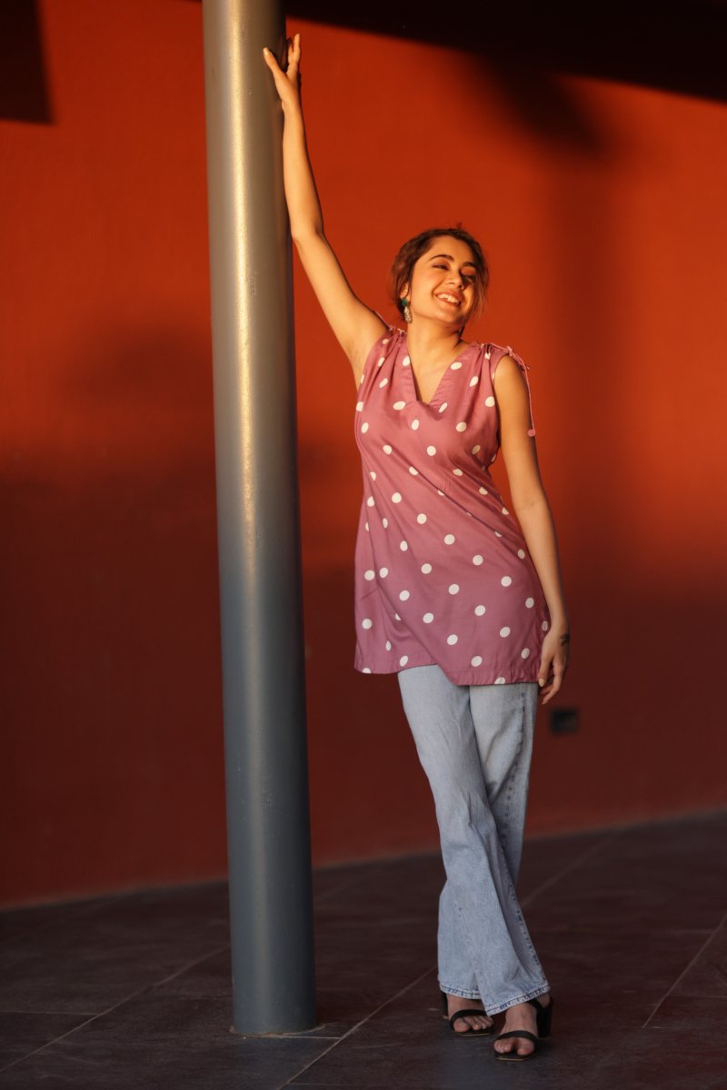 WOK Playful Polka Dot Sleeveless Kurta - Payal