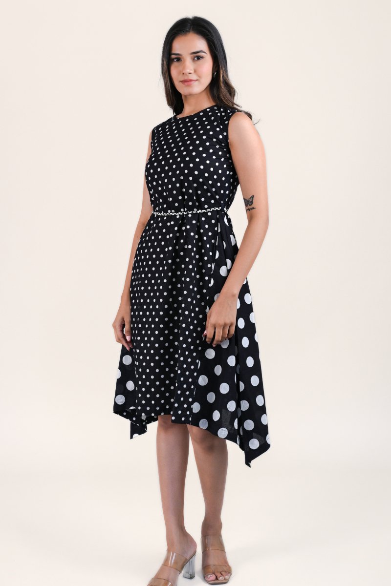 WOK Polka Dot A - line Midi Dress - Payal