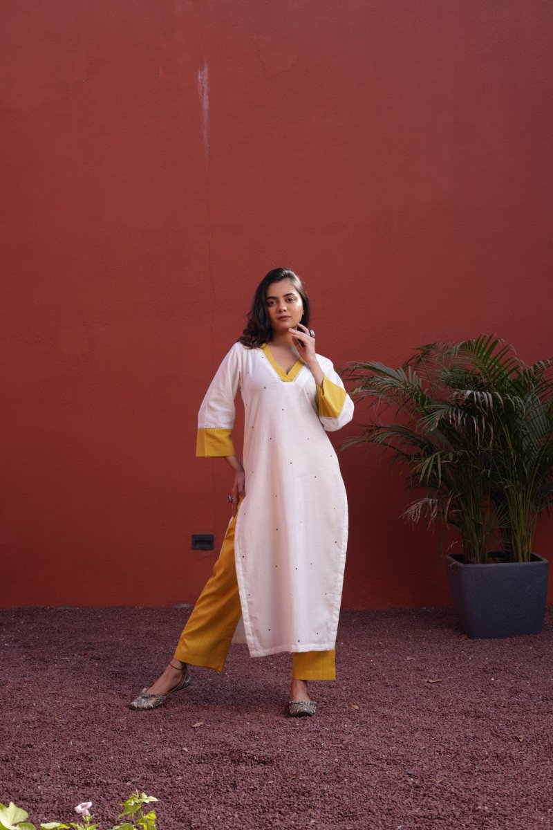 WOK Pure Cotton Straight Cut Kurta - Payal