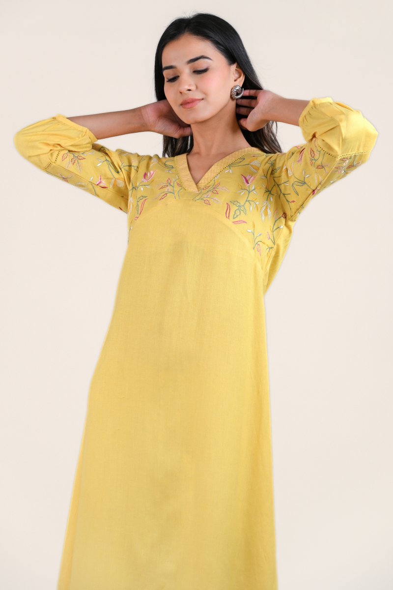 WOK Sunshine Yellow Midi Dress - Payal