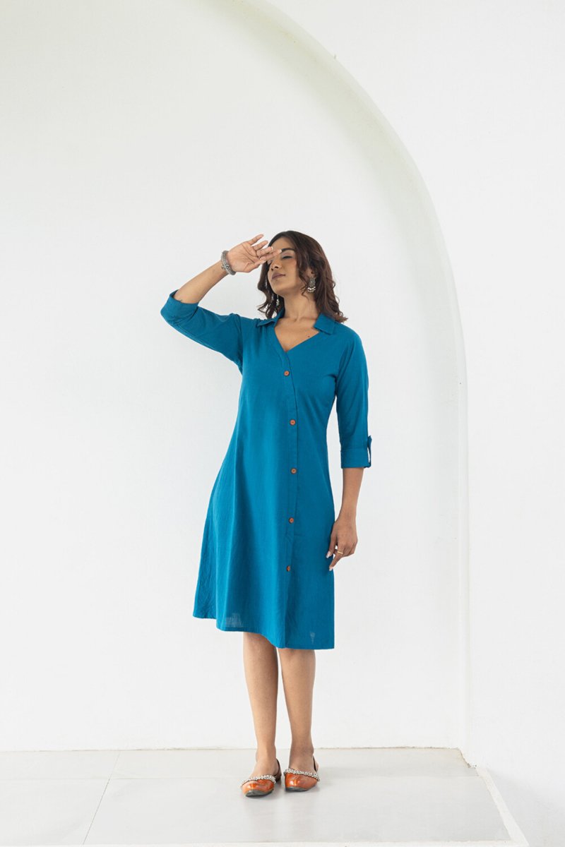 WOK Teal Blue Elegance Midi Dress - Payal