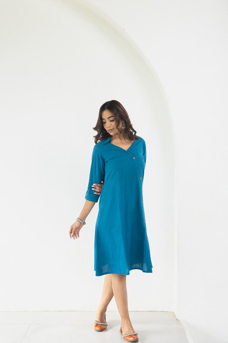 WOK Teal Blue Elegance Midi Dress - Payal