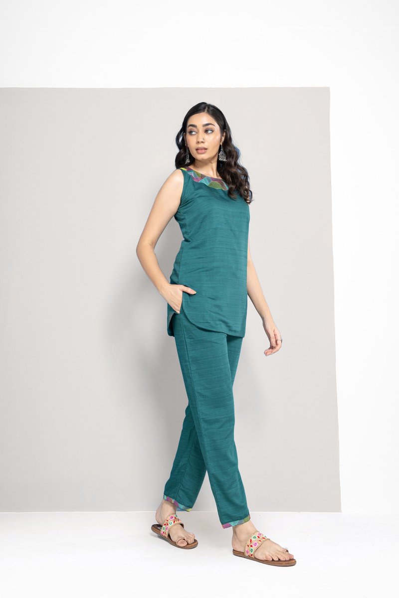 WOK Teal Green Cotton Co - Ord Set - Payal